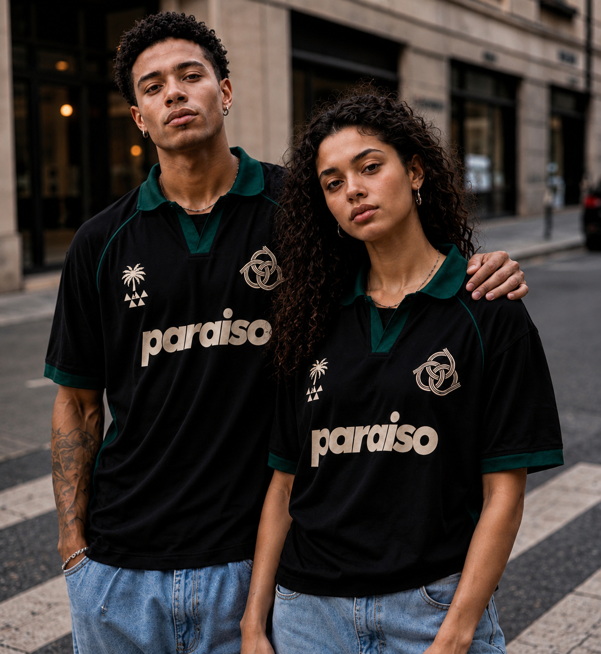 Paraiso Black & Forest Green Oversized Polo Jersey