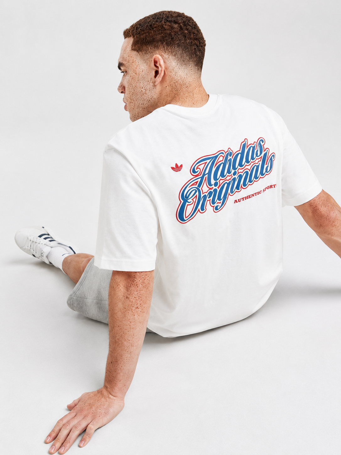 Adidas Originals Retro Script Oversized White Tee