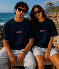 AMICI Signature Outline Oversized T-Shirt – Navy