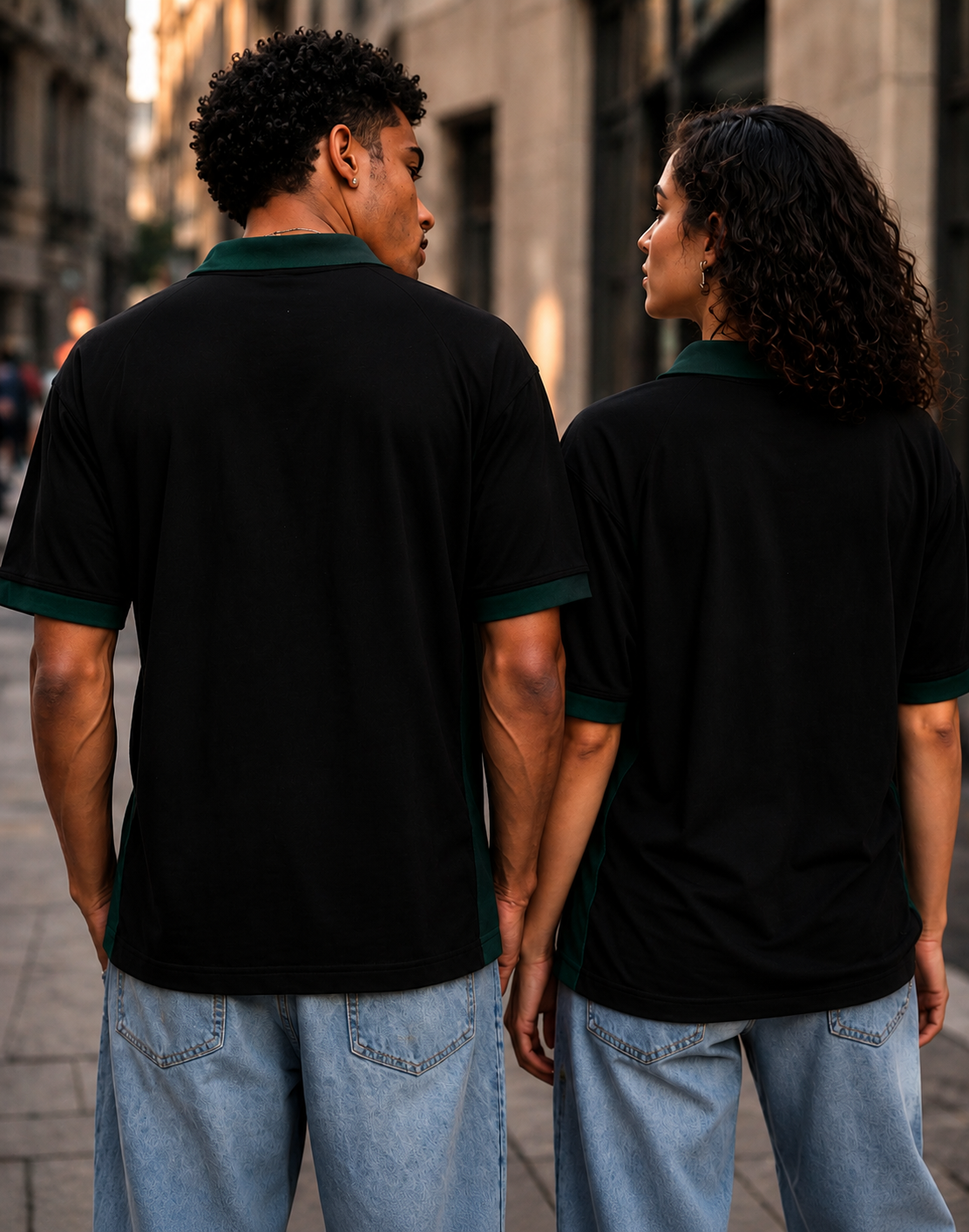 Paraiso Black & Forest Green Oversized Polo Jersey