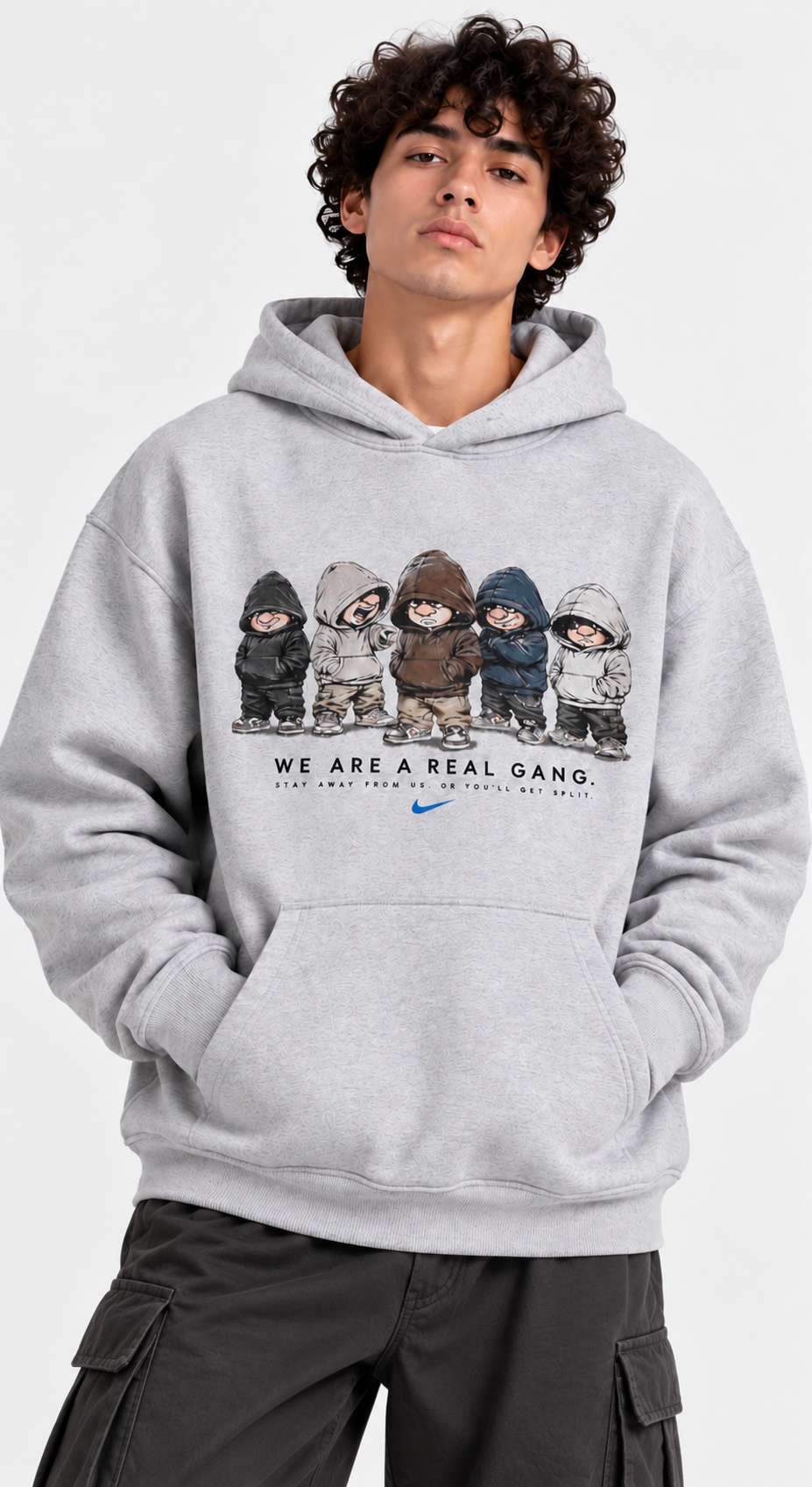 Grey Graphic Oversized Hoodie – Streetwear Collection