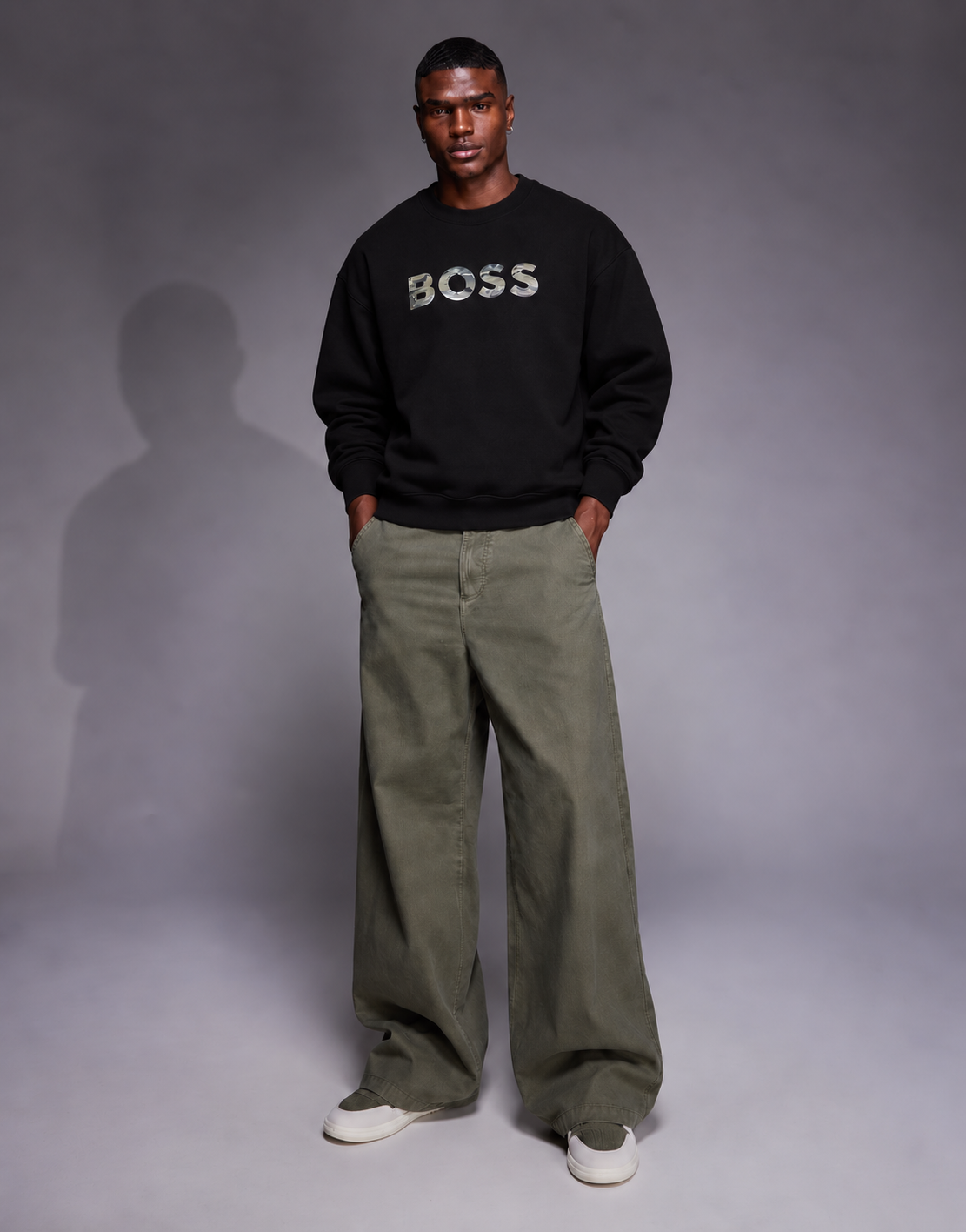 BOSS Black Camouflage Logo Crewneck Sweatshirt