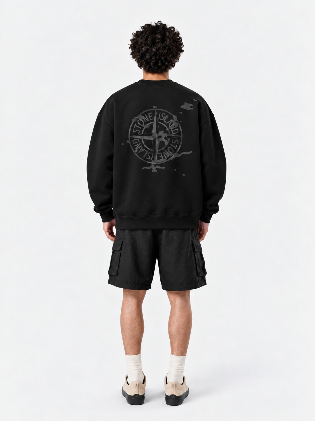 Stone Island Black Graphic Sweatshirt – Oversized Fit