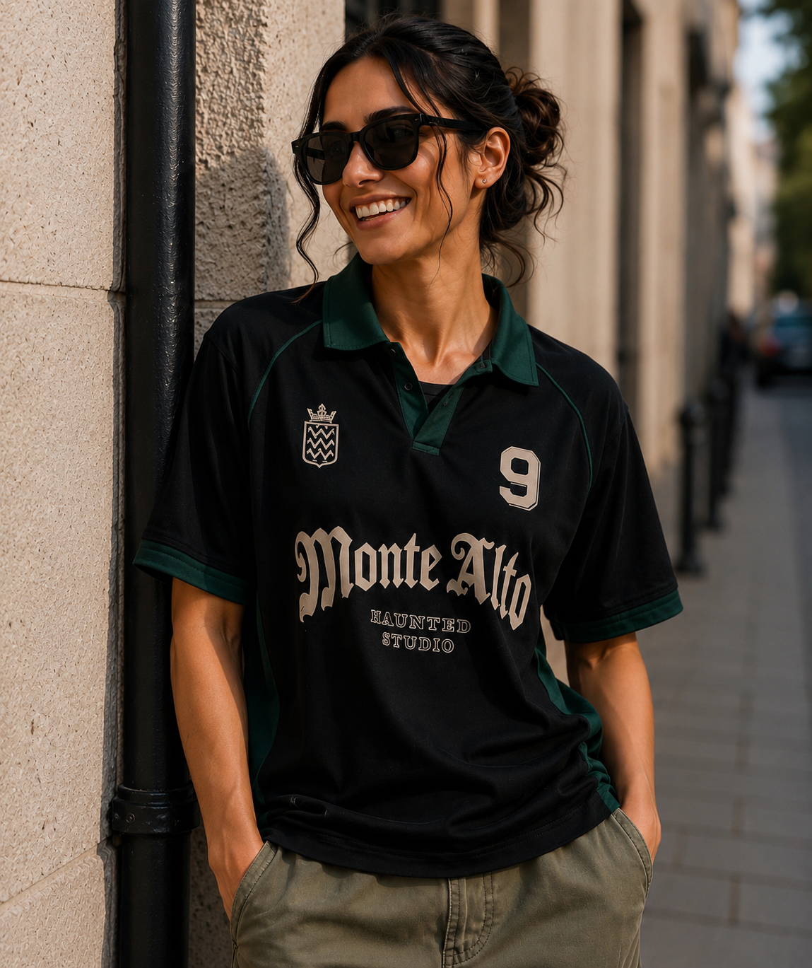 Monte Alto Black & Forest Green Oversized Polo Jersey