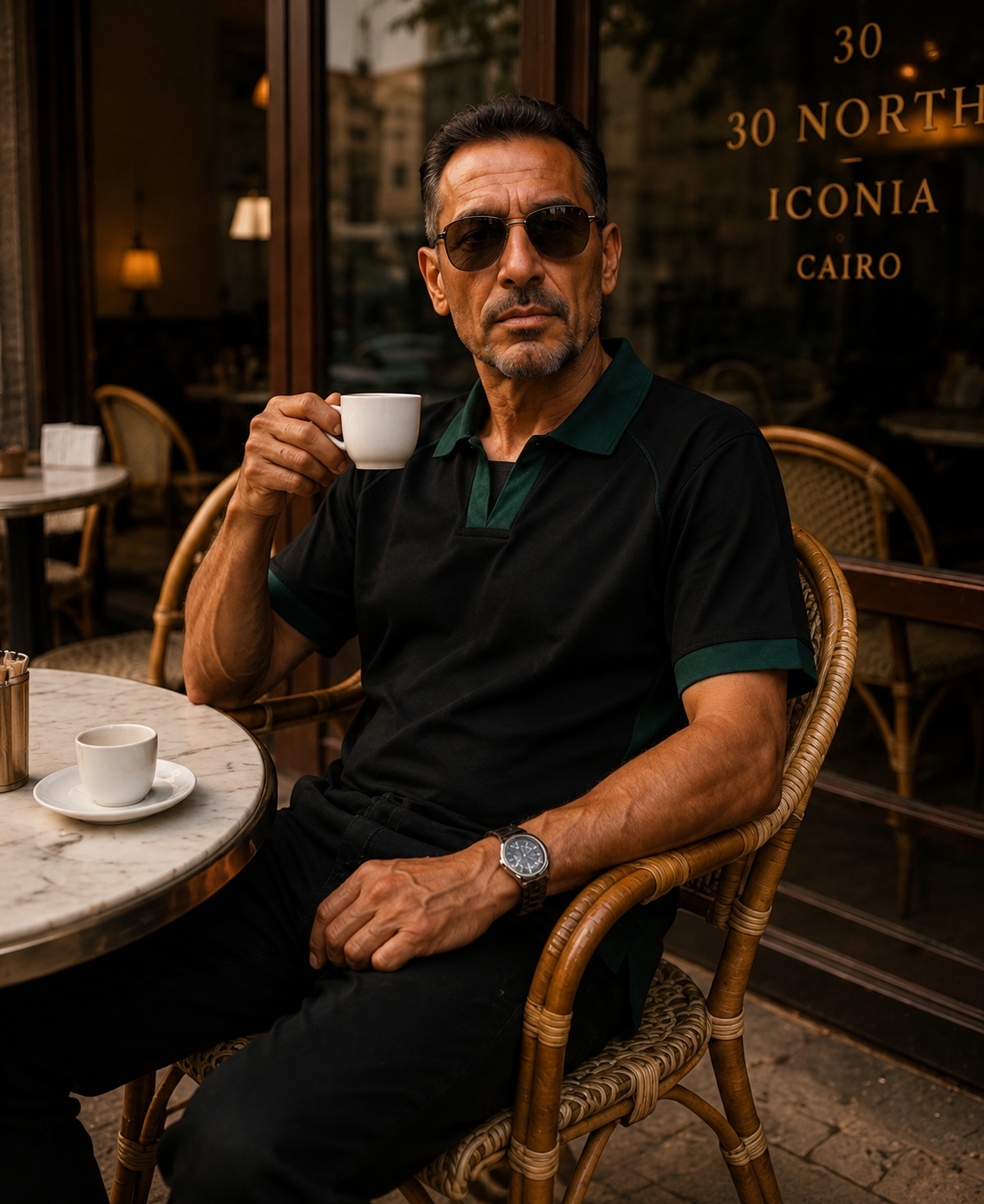 AMICI Performance Polo – Black & Forest Green