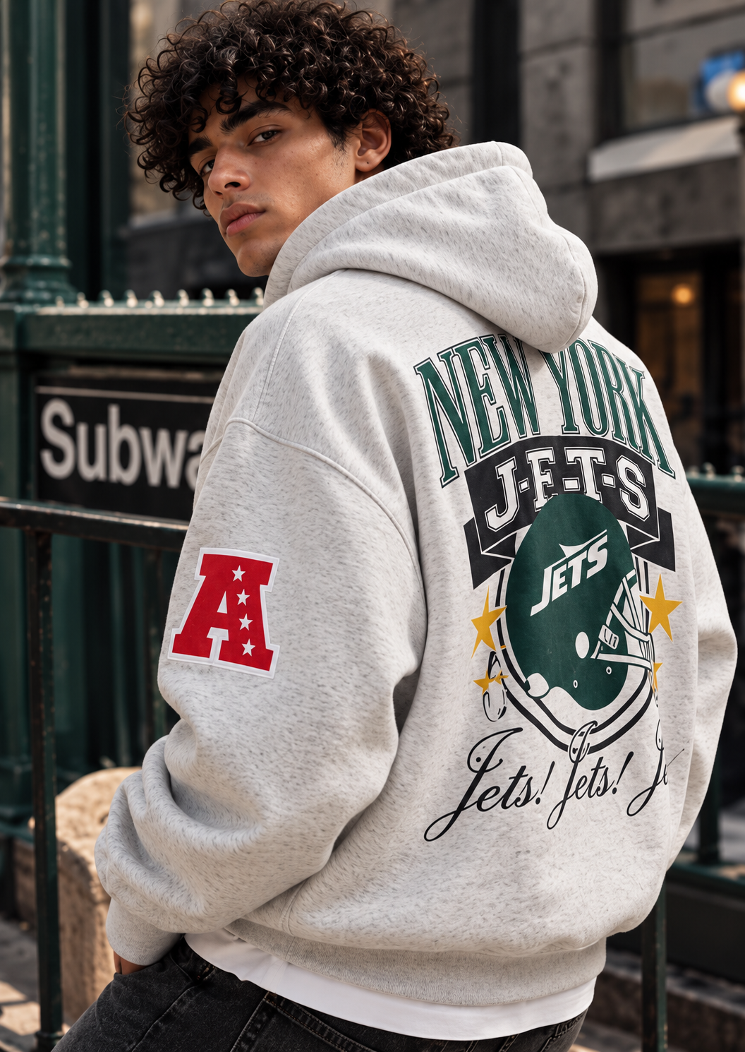 New York Jets Grey Graphic Hoodie – NFL Collection
