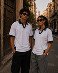 AMICI Performance Polo – White & Navy