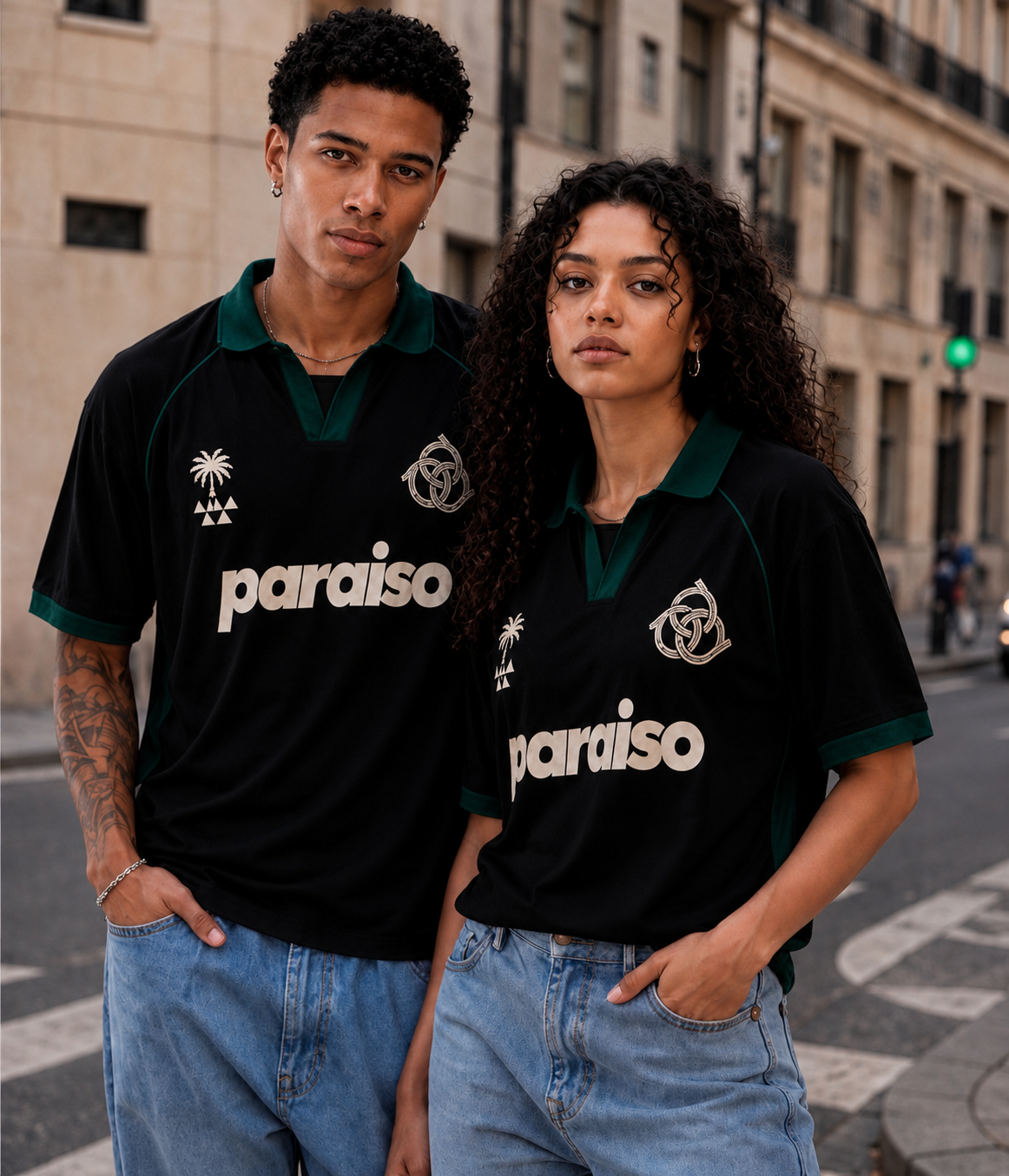 Paraiso Black & Forest Green Oversized Polo Jersey
