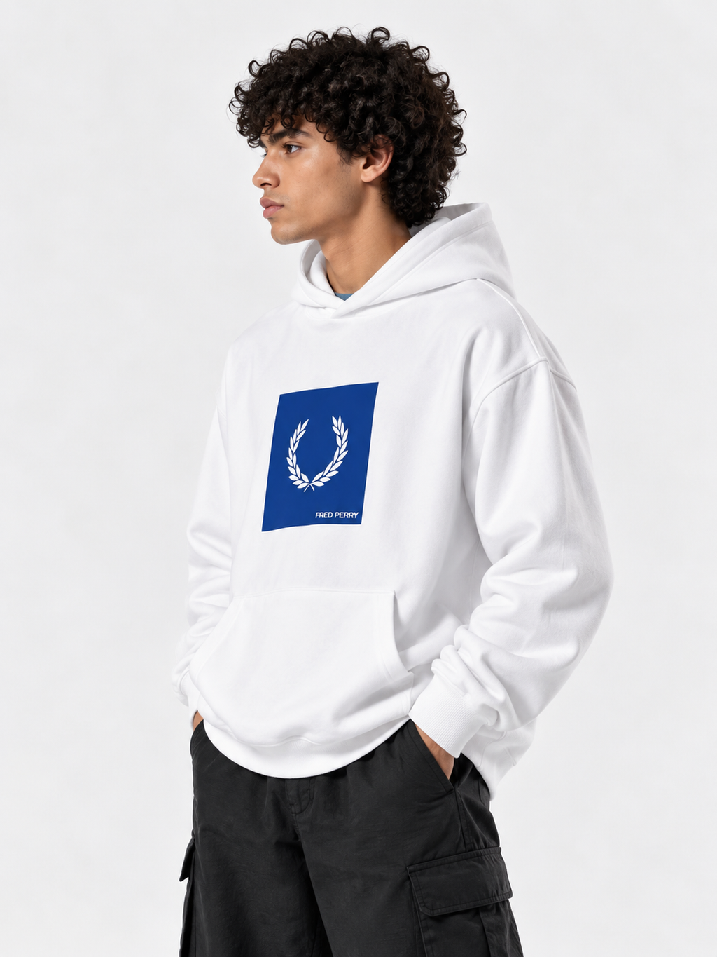 FRED PERRY White Graphic Hoodie