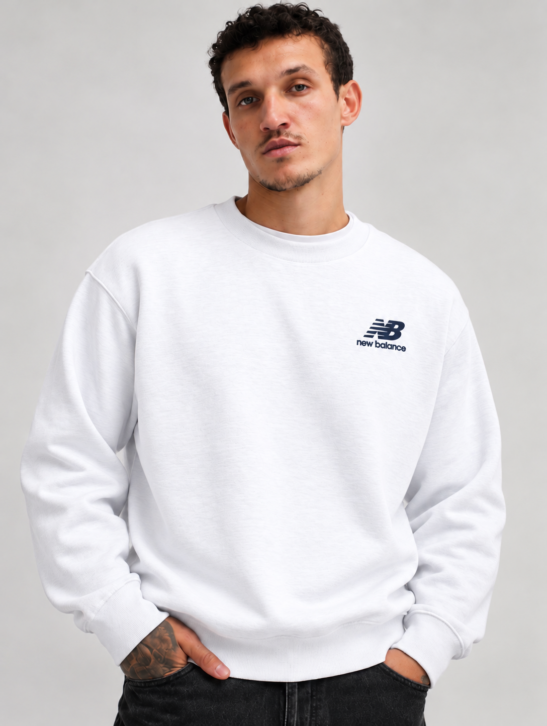 New Balance White Graphic Sweatshirt