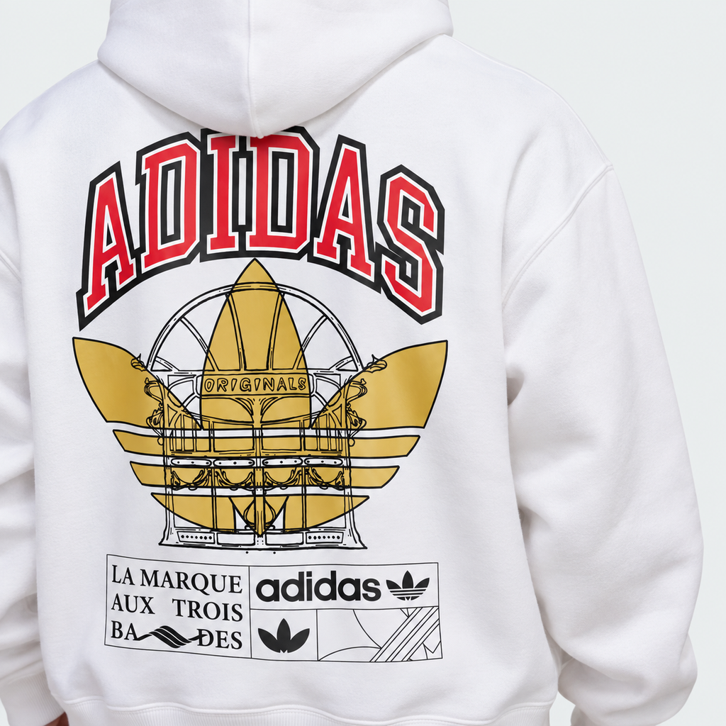 ADIDAS White Graphic Pullover Hoodie