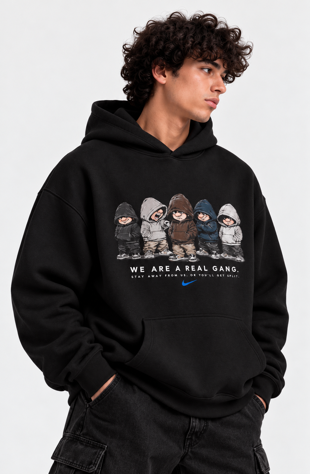 Black Graphic Oversized Hoodie – Streetwear Collection