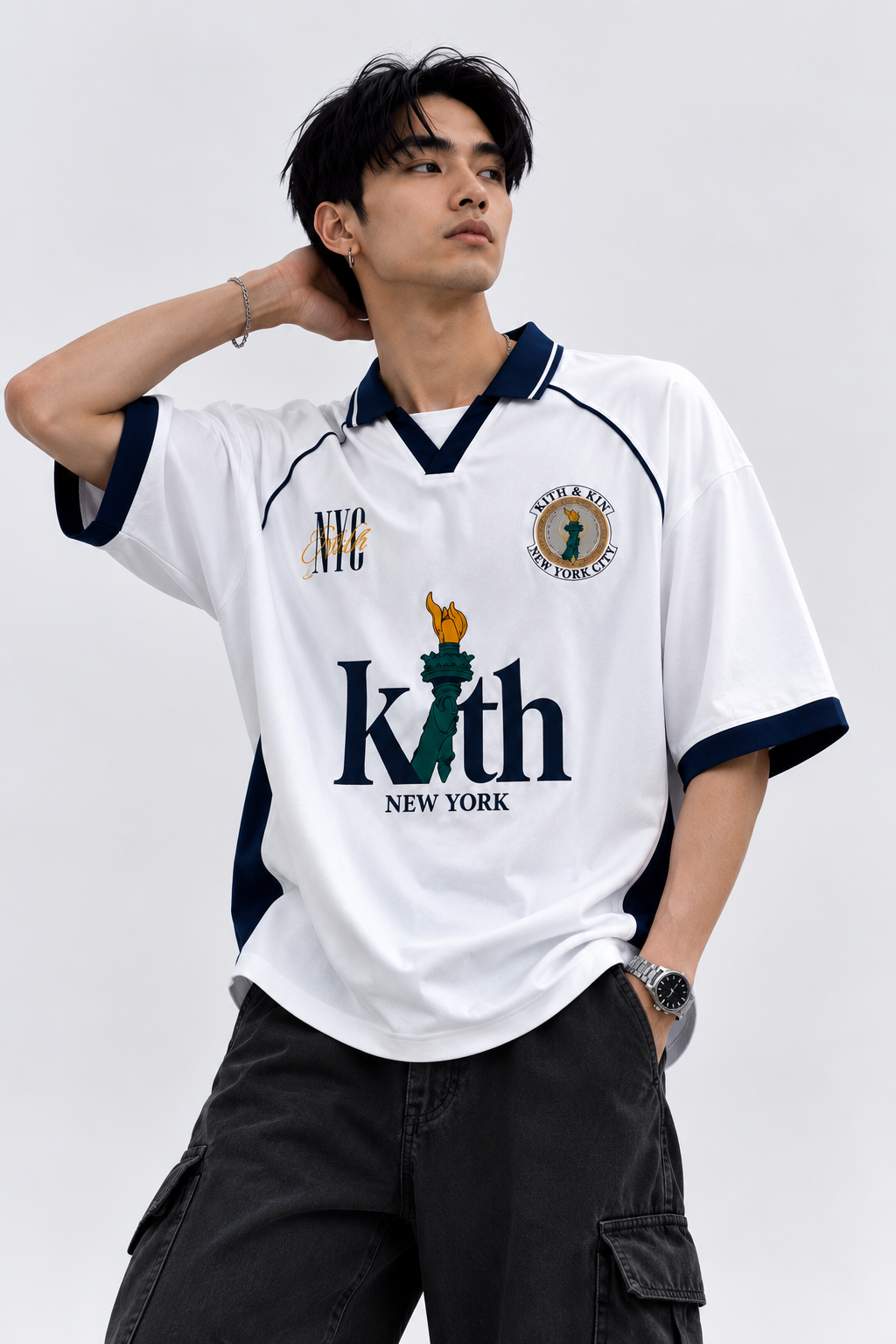 Kith NYC White Heritage Oversized Polo Jersey