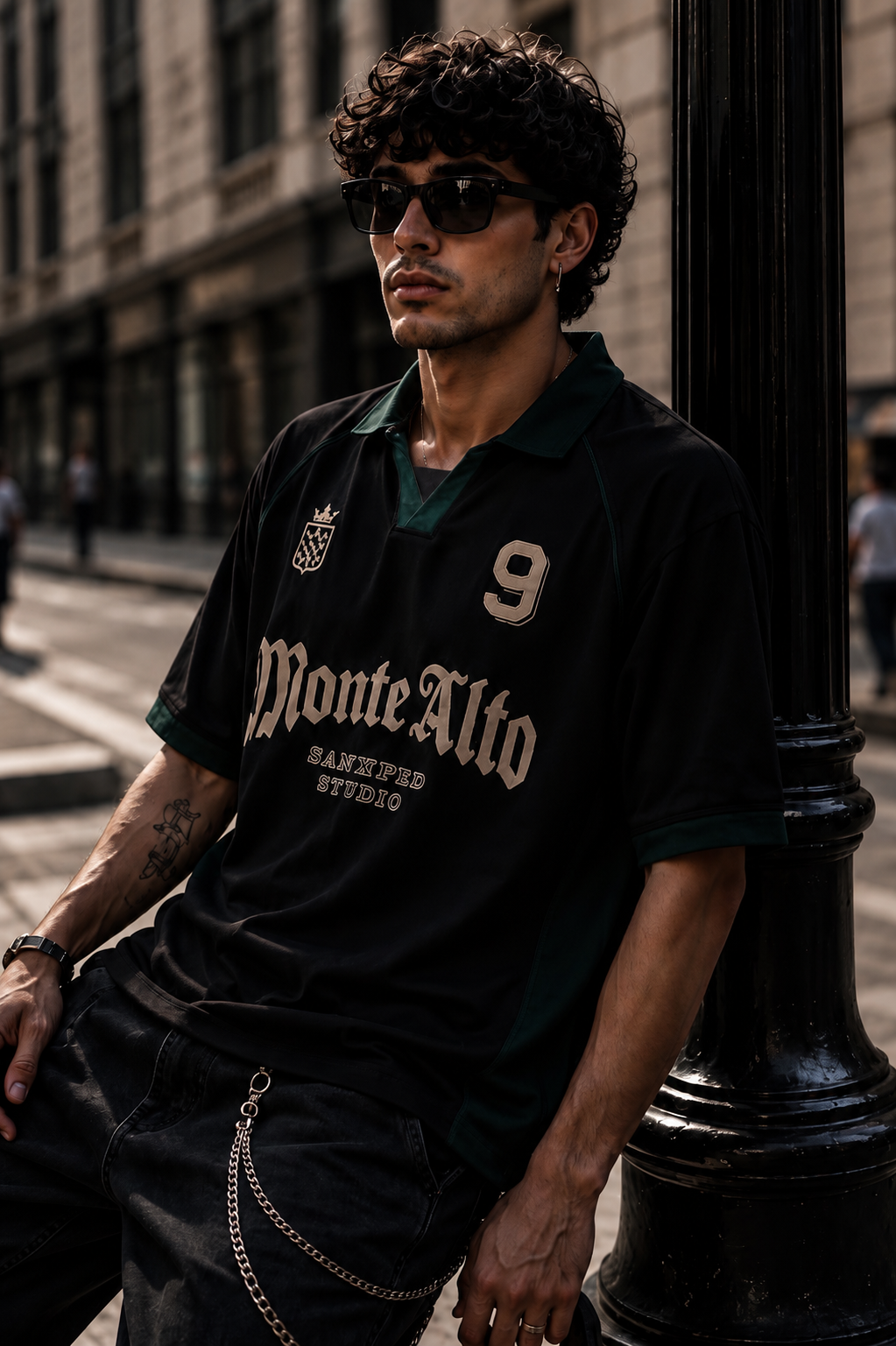 Monte Alto Black & Forest Green Oversized Polo Jersey
