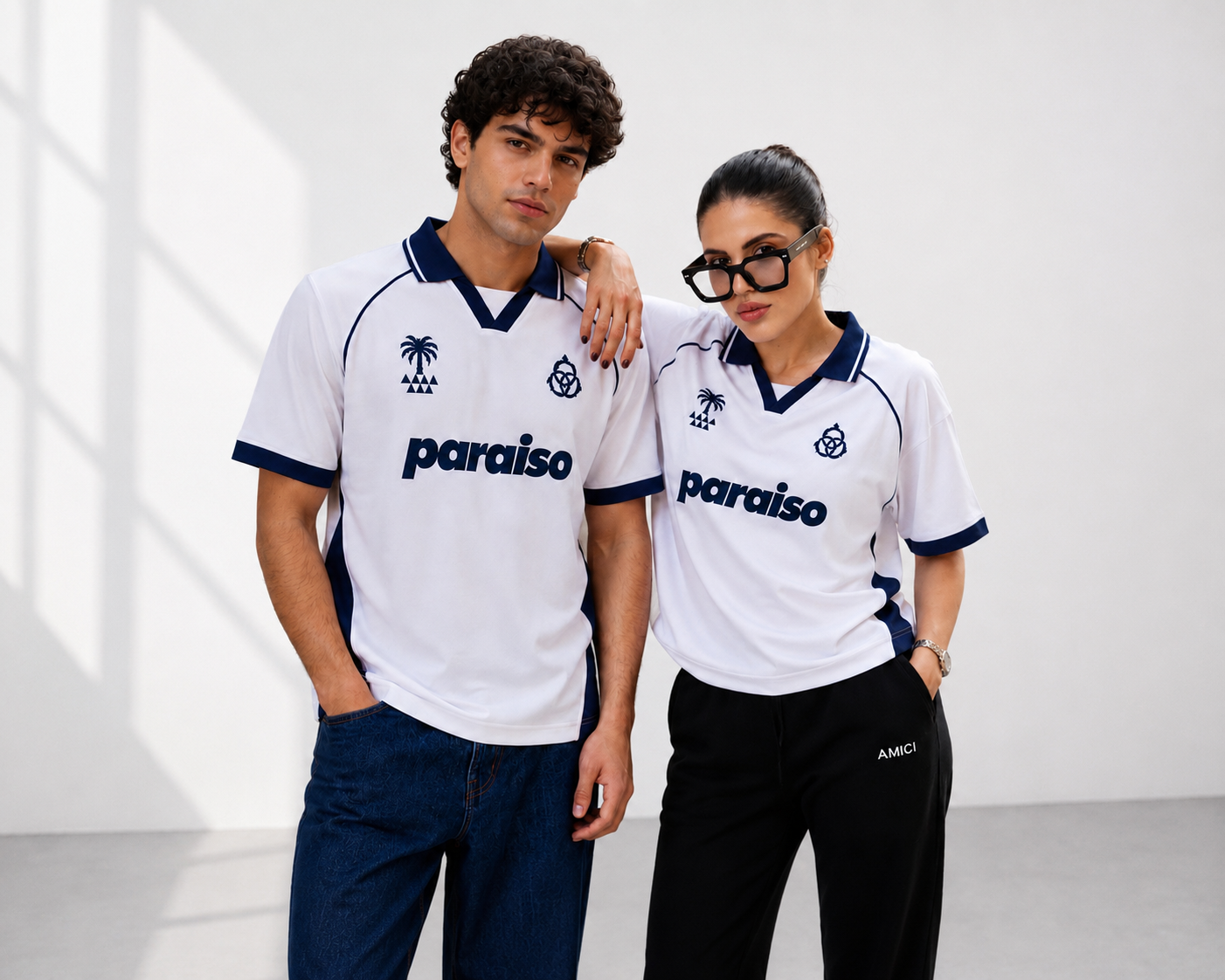 Paraiso Oversized Polo Jersey – White/Navy Streetwear Edition