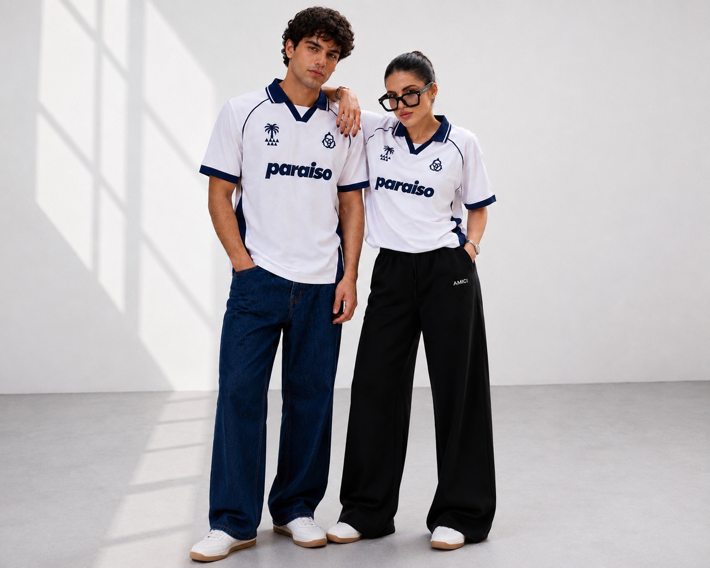 Paraiso Oversized Polo Jersey – White/Navy Streetwear Edition