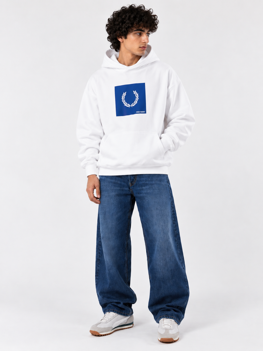 FRED PERRY White Graphic Hoodie