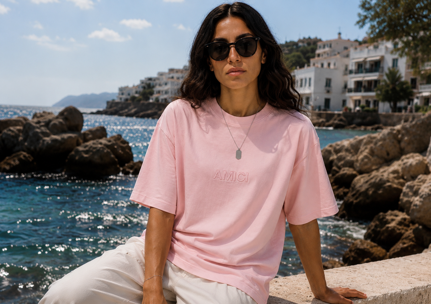 AMICI Baby Pink Oversized Tee – Summer Essentials Collection