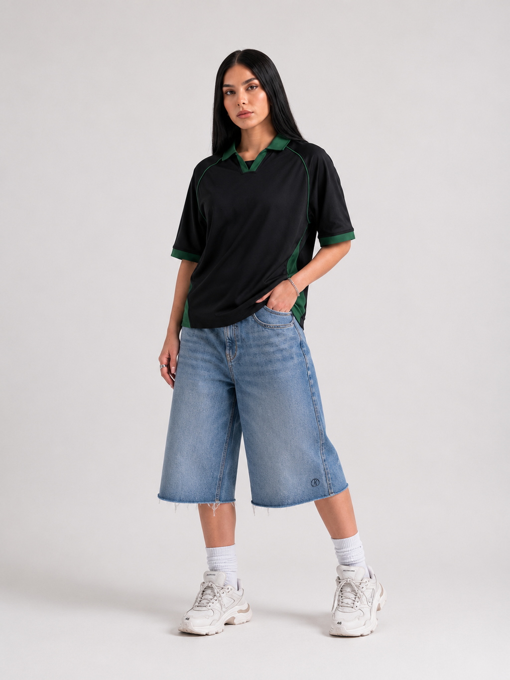 AMICI Performance Polo – Black & Forest Green