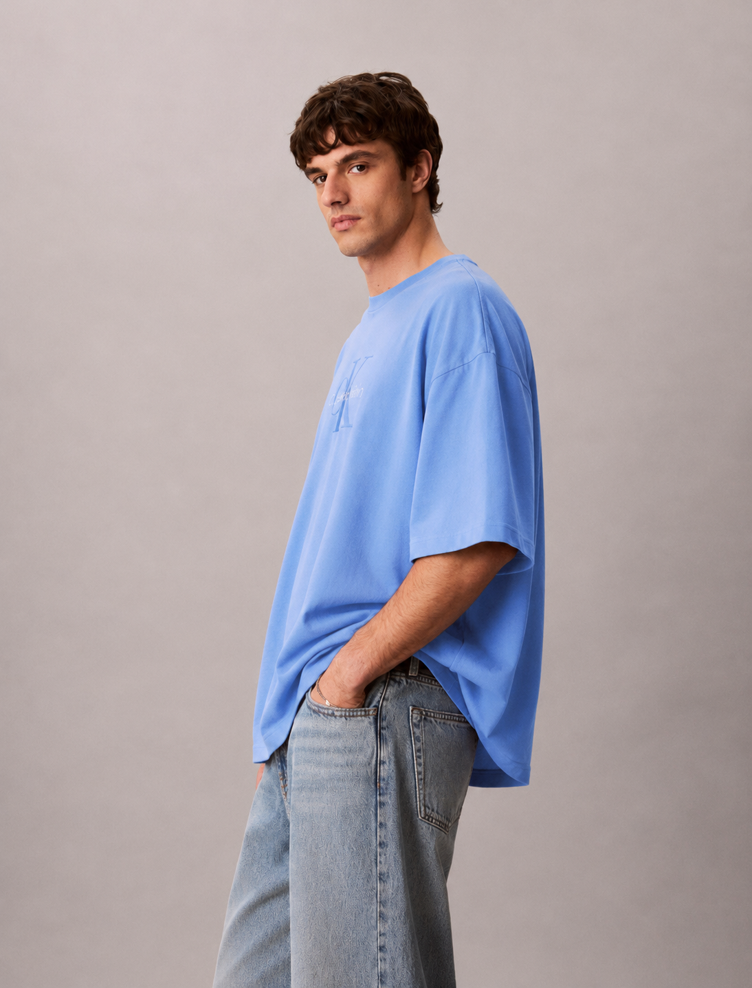 Calvin Klein Monogram Oversized Tee – Sky Blue