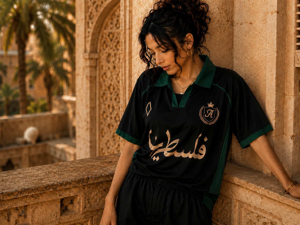 AMICI FC — Palestine Jersey– Black & Emerald Green