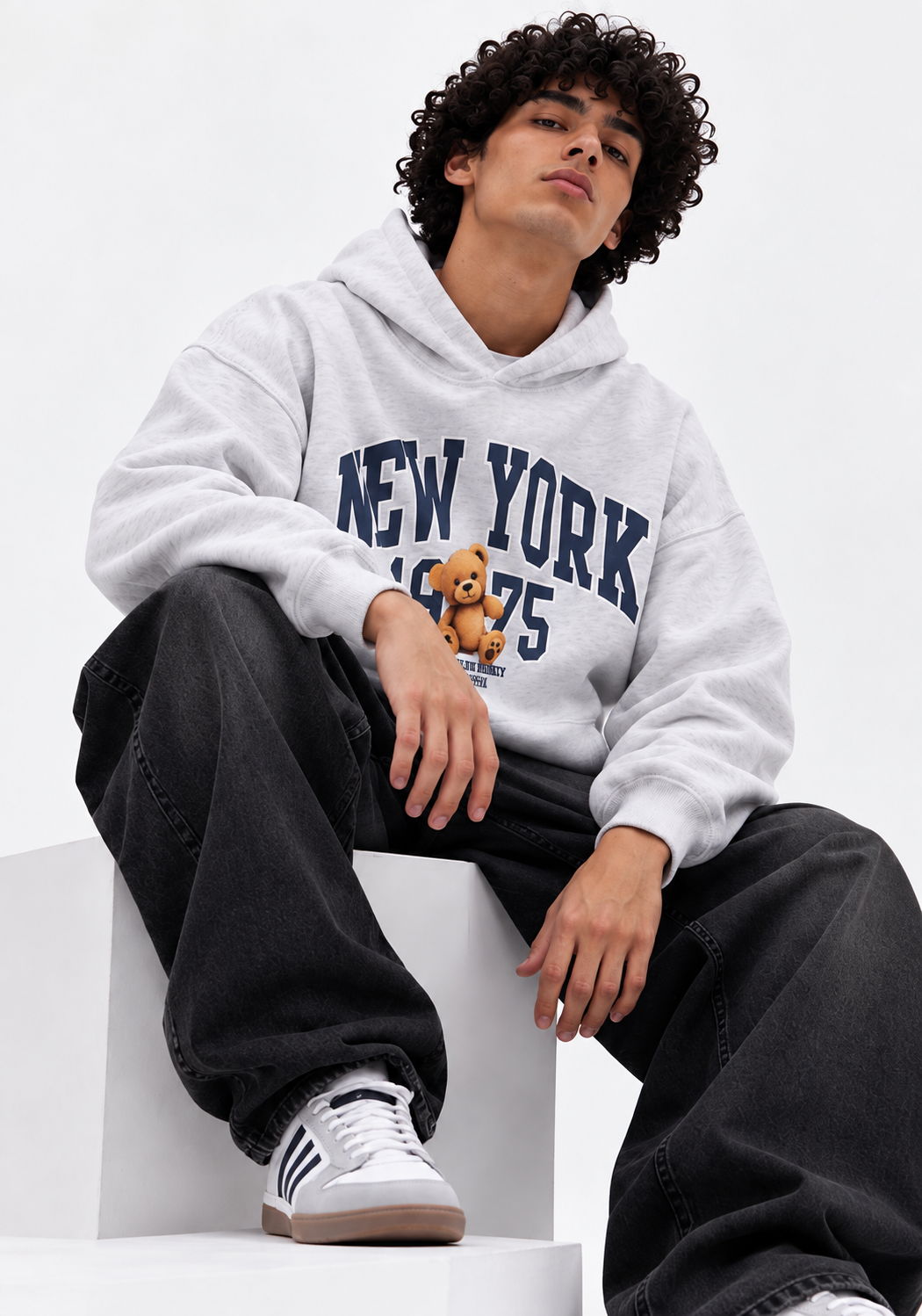 Weekend Vibes New York Grey Graphic Hoodie