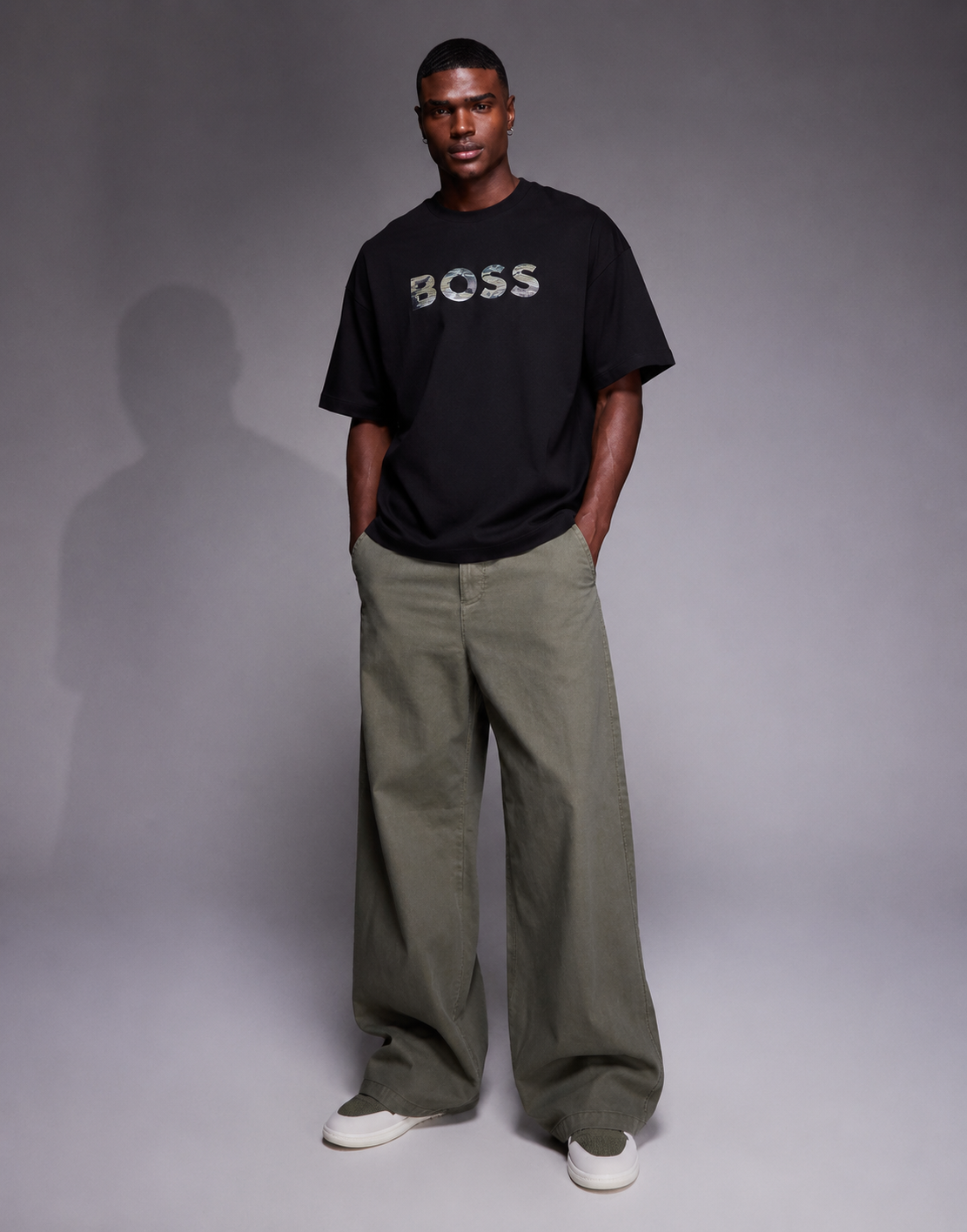 BOSS Camo Logo Oversized T-Shirt – Black