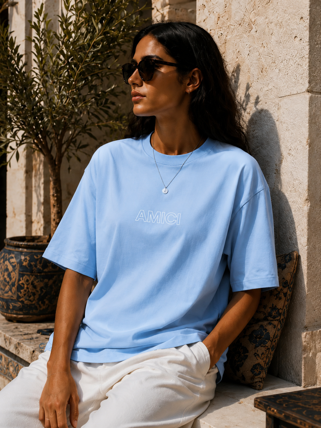 AMICI Baby Blue Oversized Tee – Coastal Summer Edition