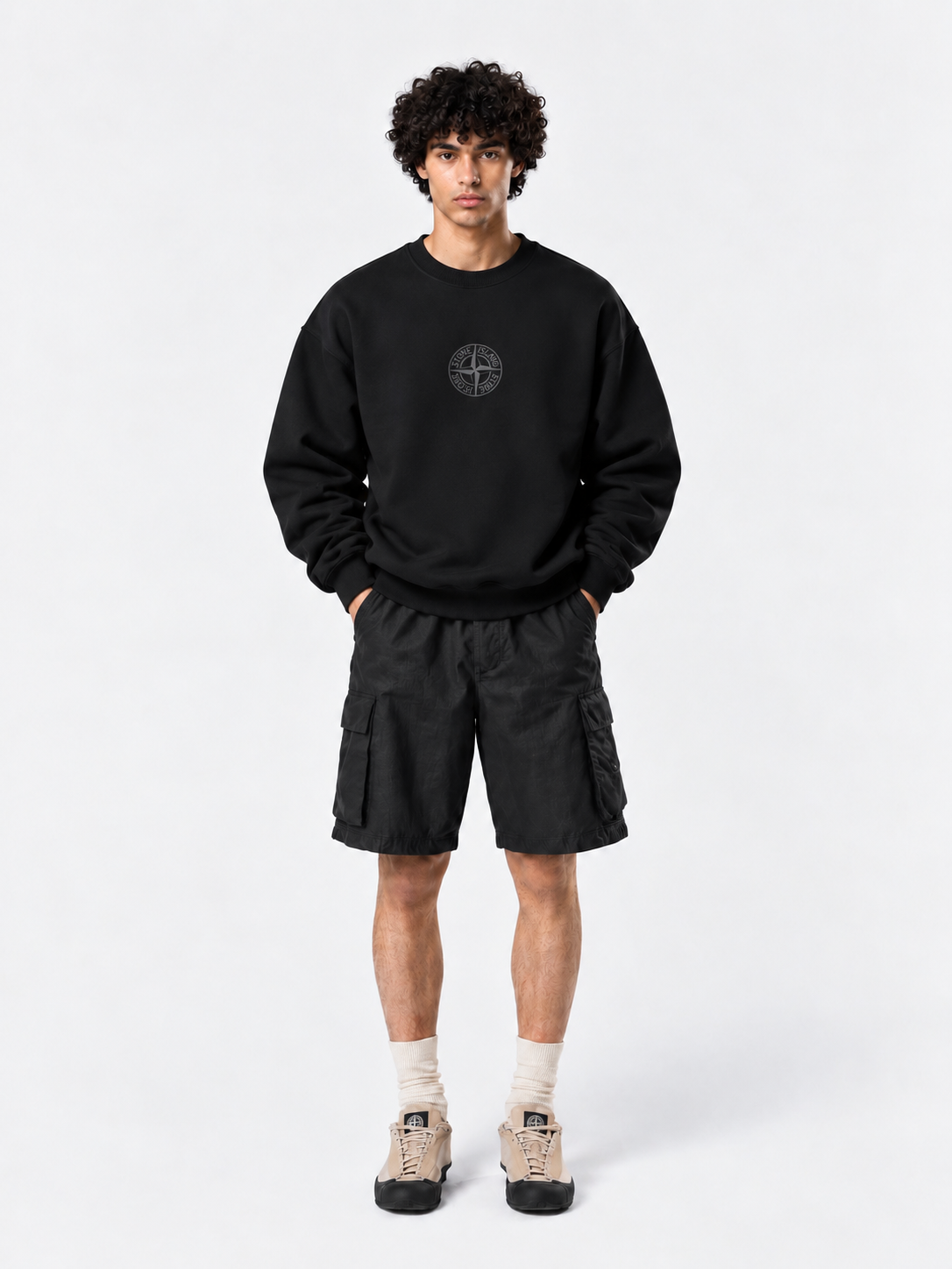 Stone Island Black Graphic Sweatshirt – Oversized Fit