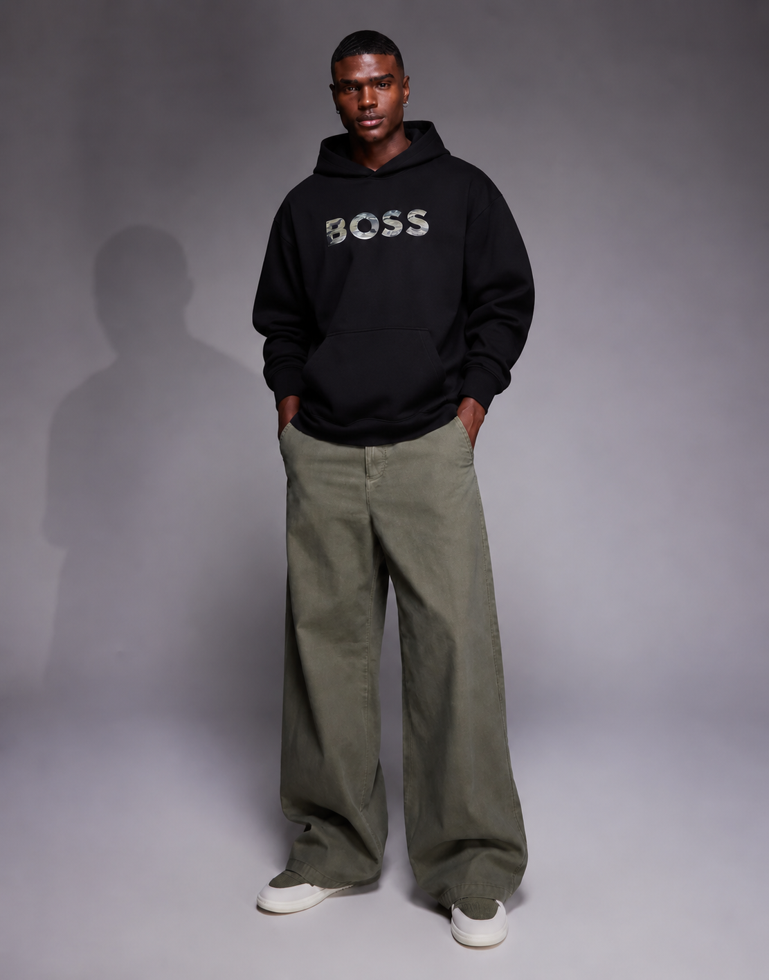BOSS Black Camouflage Logo Hoodie