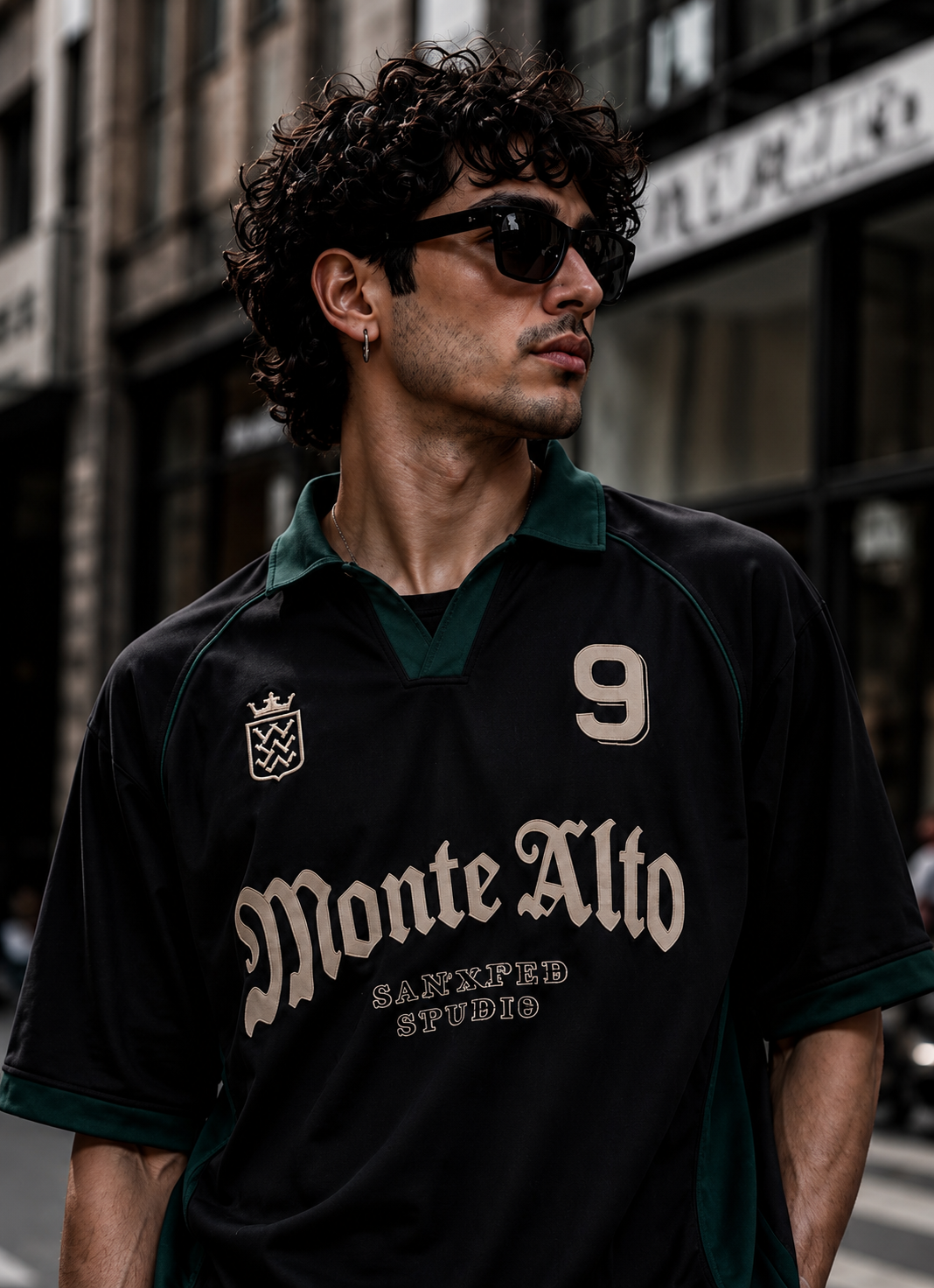 Monte Alto Black & Forest Green Oversized Polo Jersey