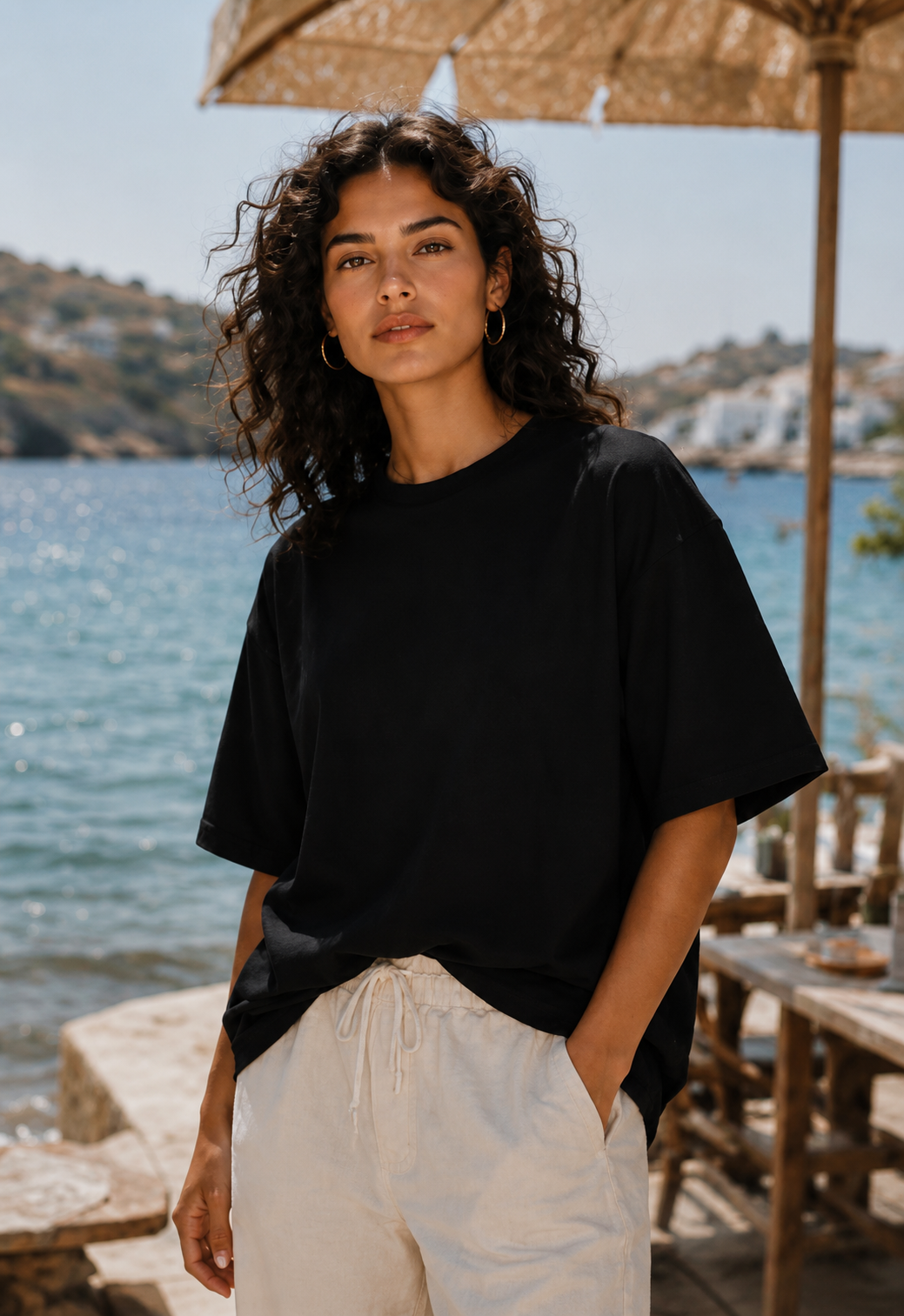 AMICI Black Oversized Tee – Essential Midnight Collection