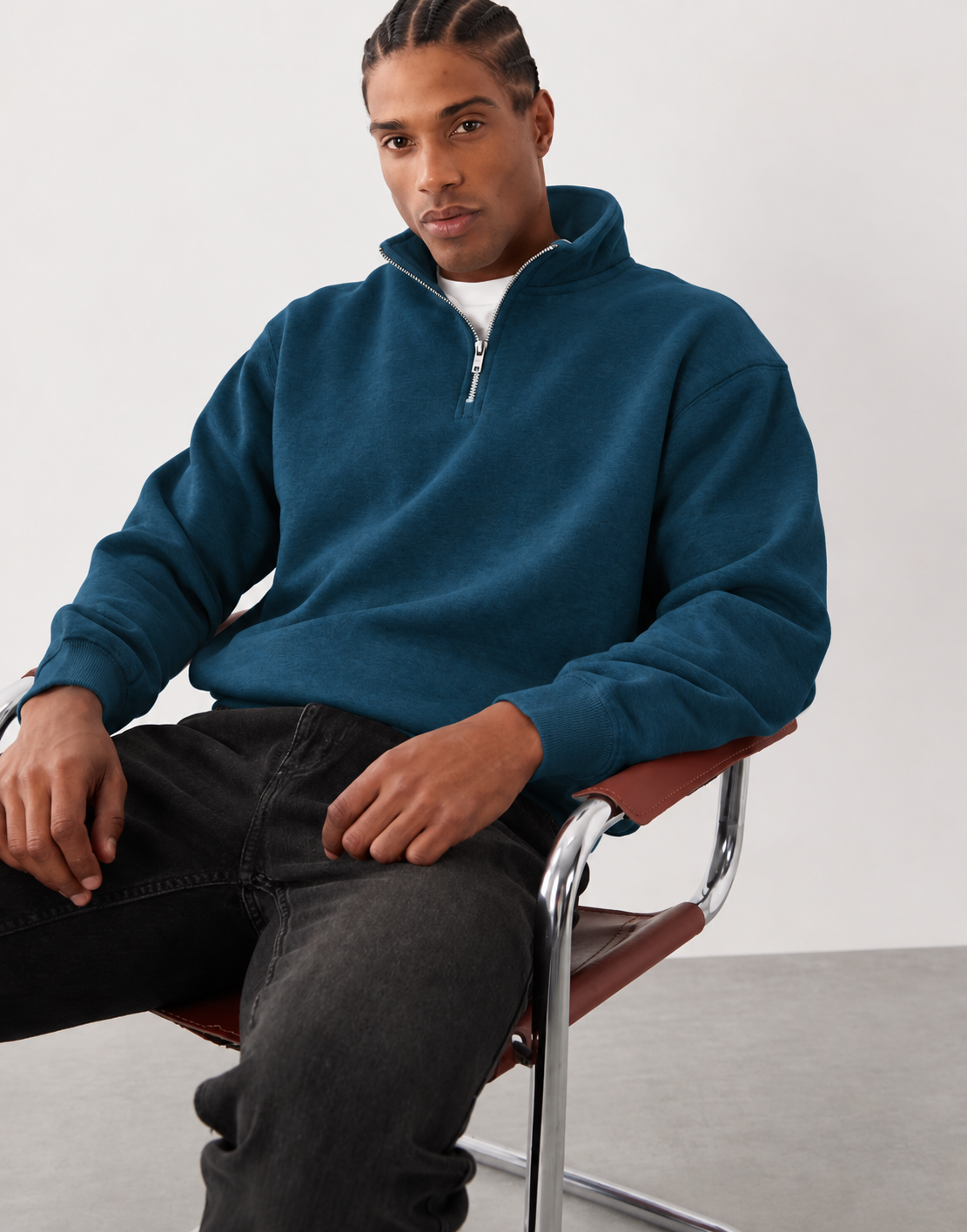 AMICI Petrol Blue Half-Zip Sweatshirt