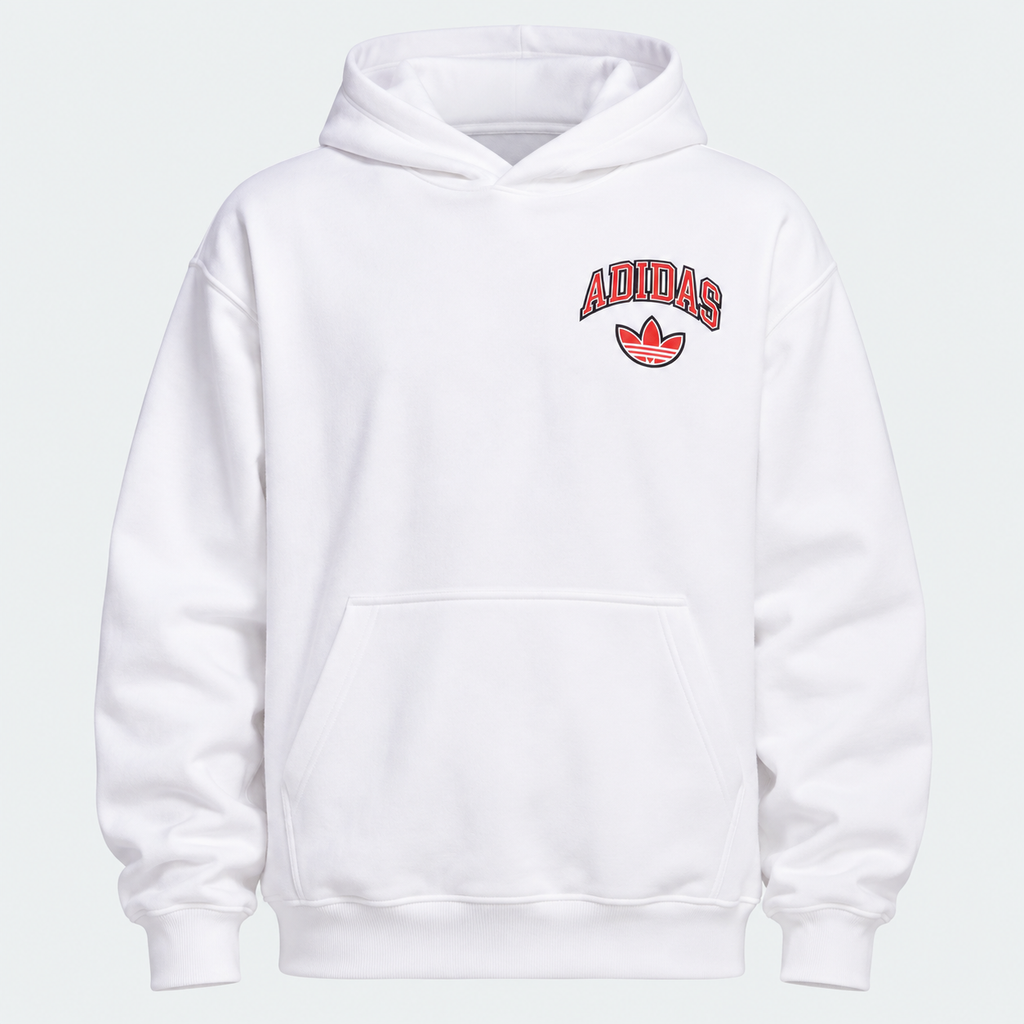 ADIDAS White Graphic Pullover Hoodie