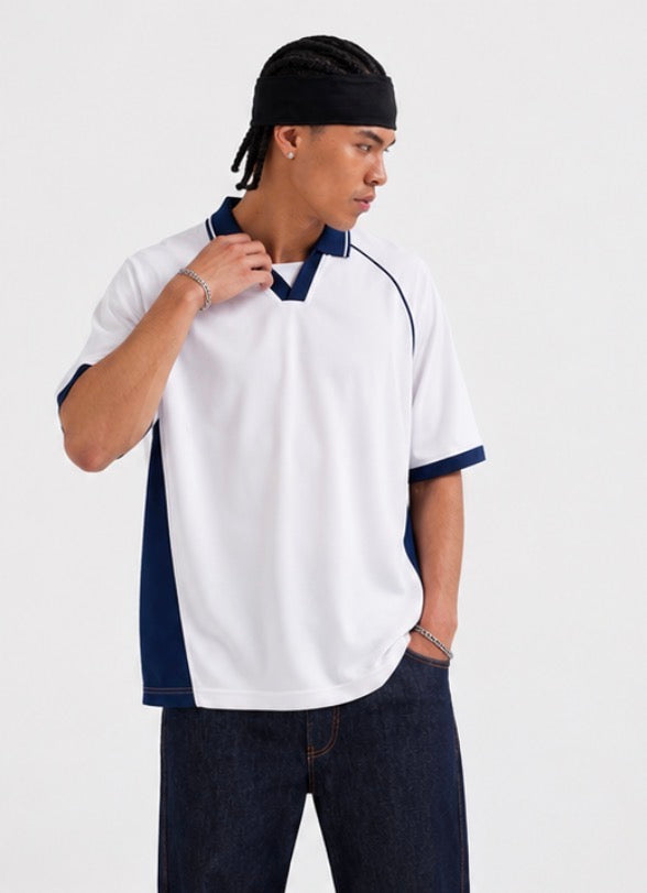 AMICI Performance Polo – White & Navy