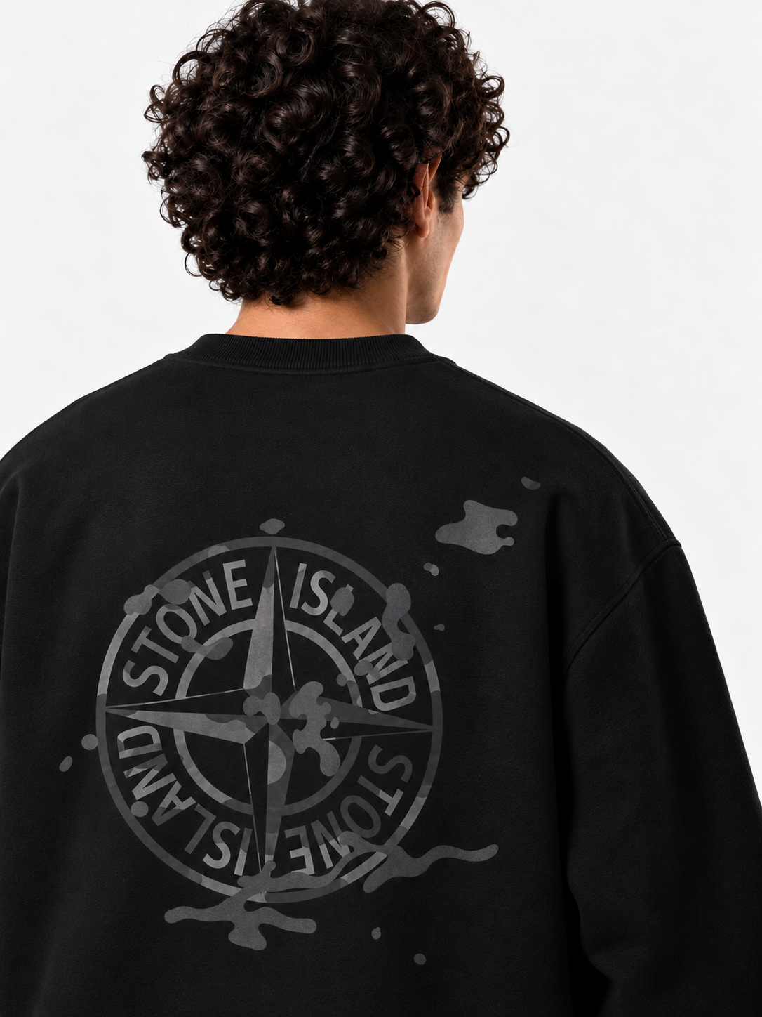 Stone Island Black Graphic Sweatshirt – Oversized Fit