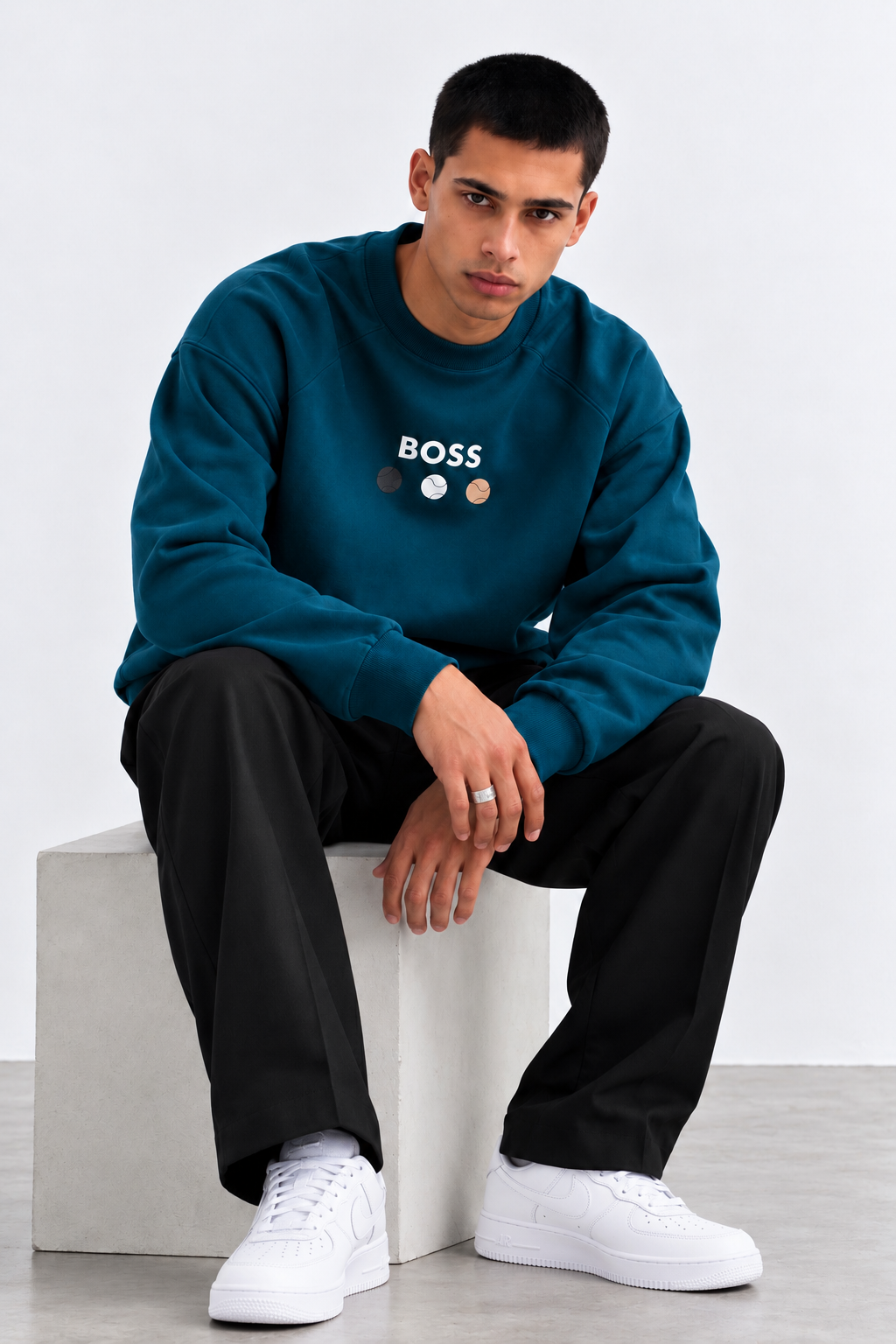 BOSS Teal Blue Logo Sweatshirt