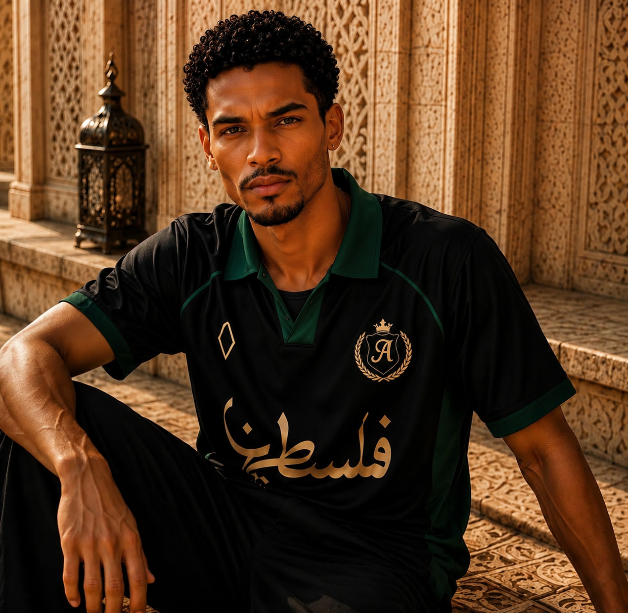 AMICI FC — Palestine Jersey– Black & Emerald Green