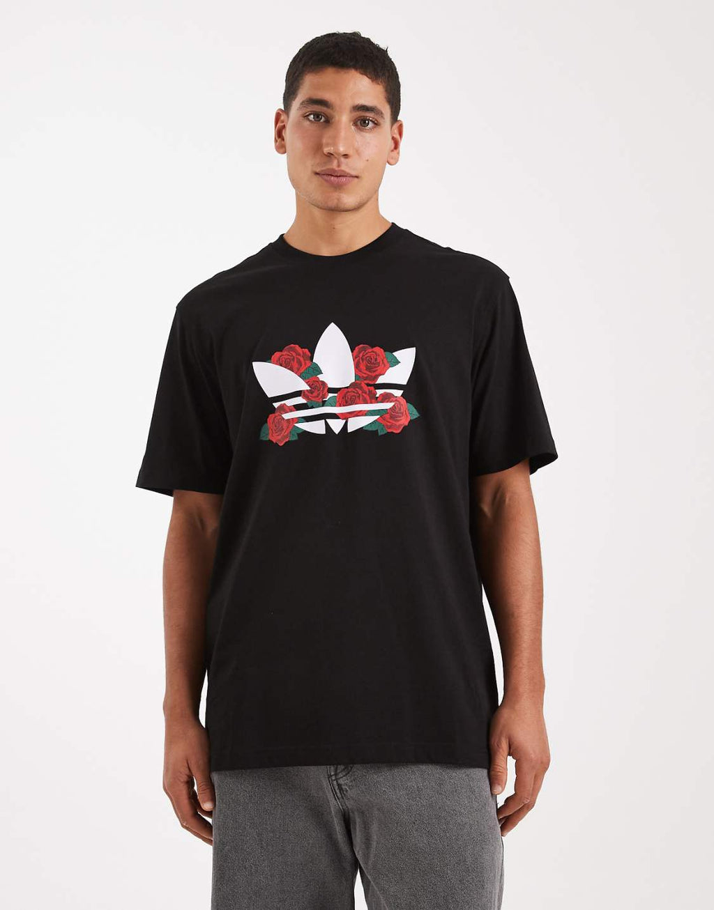 Adidas Rose Trefoil Oversized Tee – Black