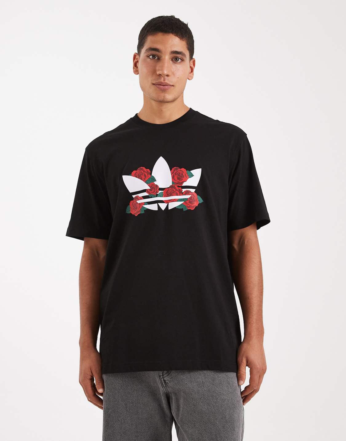Adidas Rose Trefoil Oversized Tee – Black