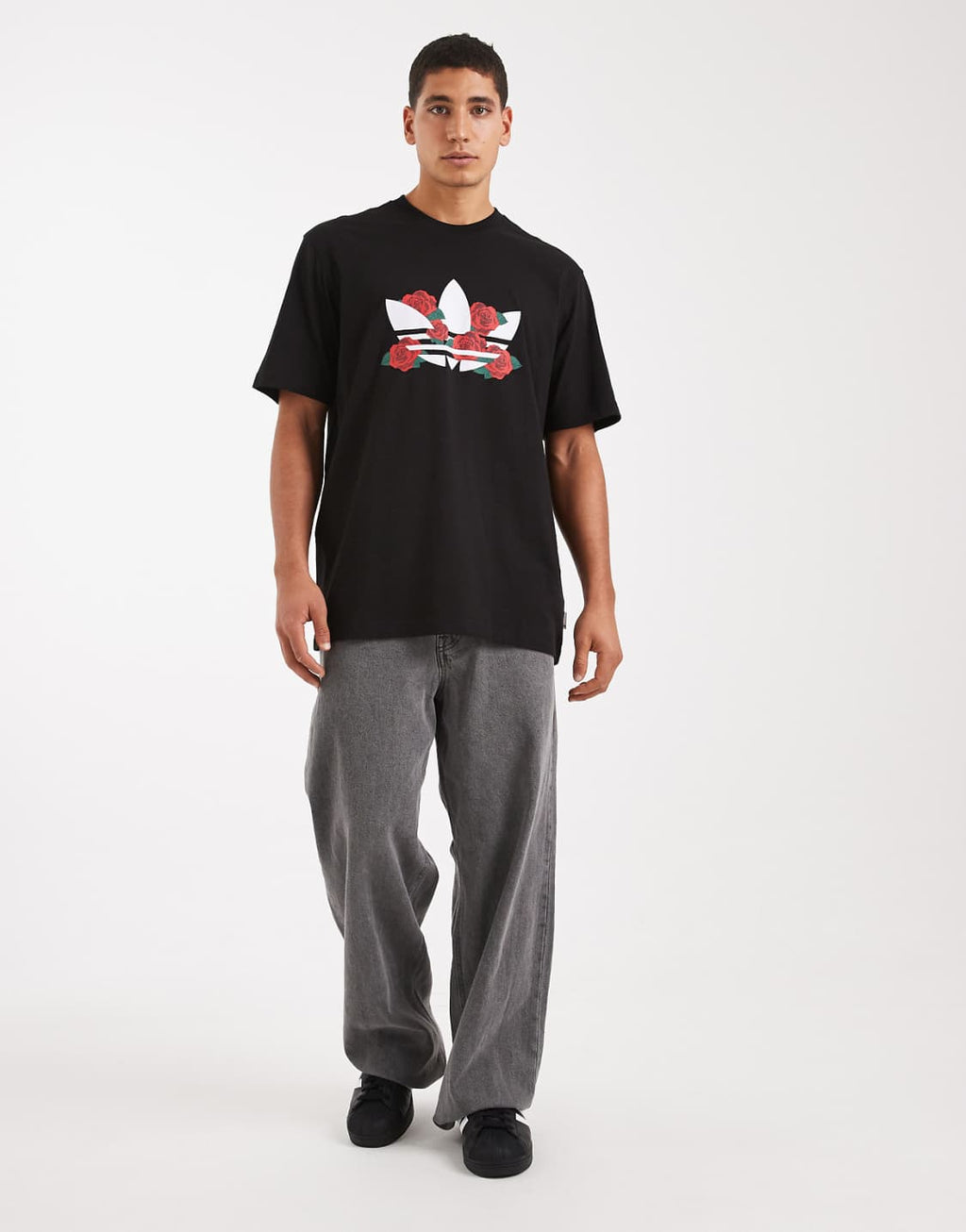 Adidas Rose Trefoil Oversized Tee – Black