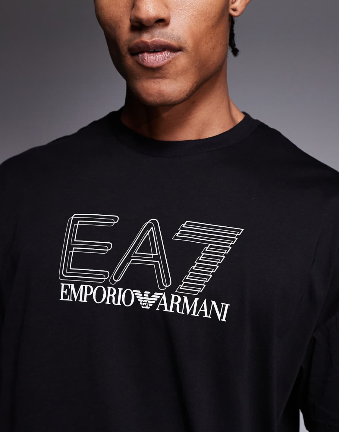 EA7 Outline Logo Oversized T-Shirt – Black