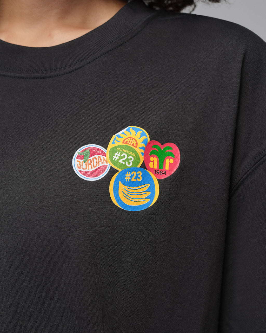 Fruit Mosaic Peace Oversized Black Tee