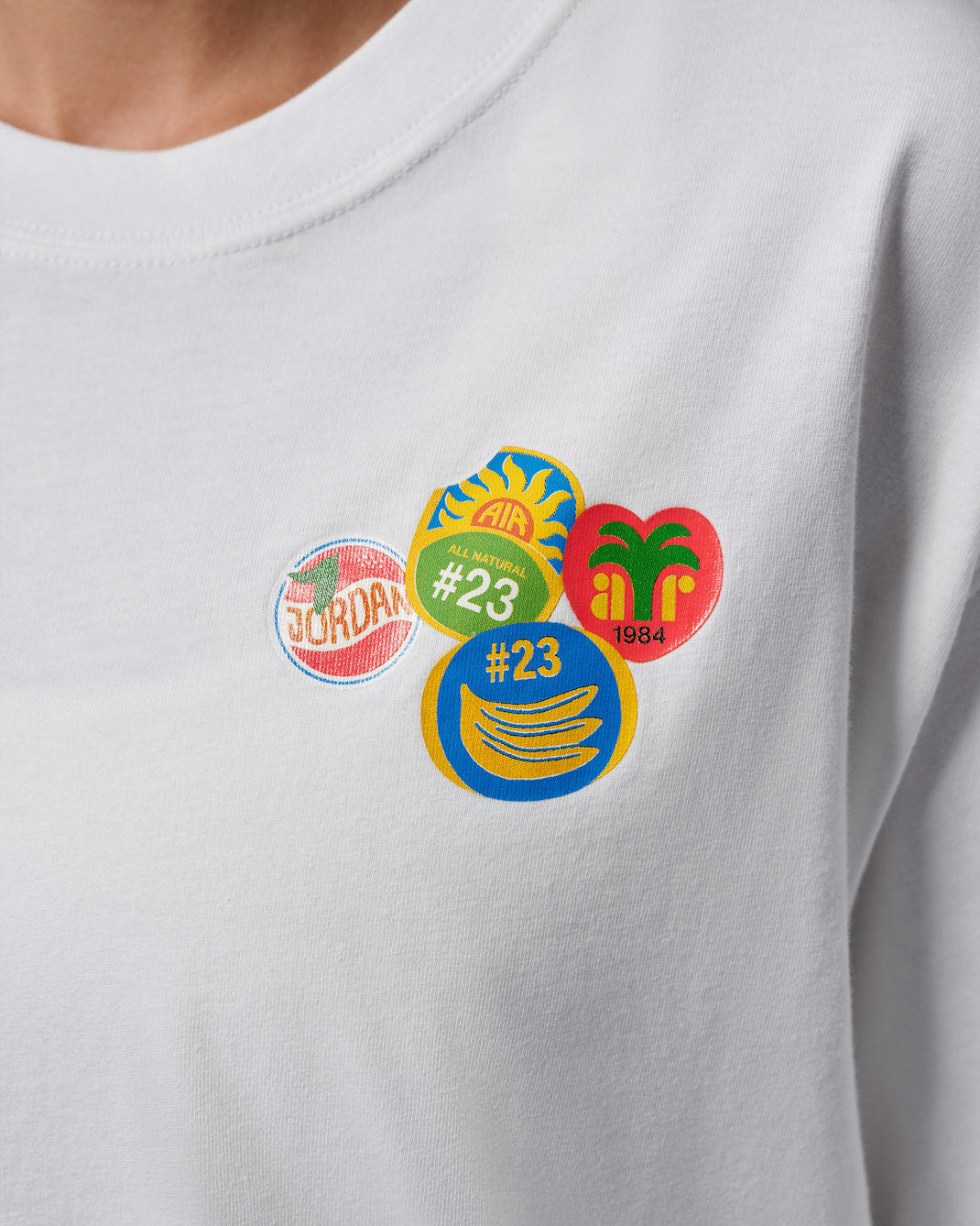 Fruit Mosaic Peace Oversized White Tee
