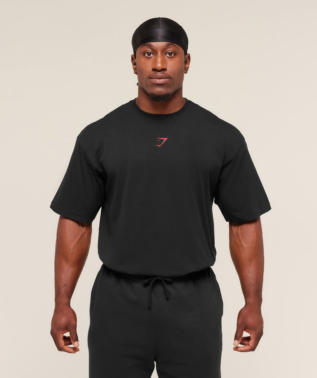 Gymshark Oversized Training Tee – Black/Red