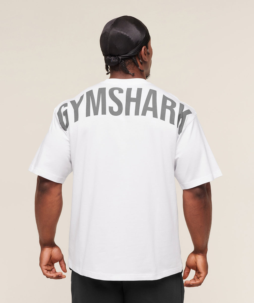Gymshark Oversized Training Tee – White/Grey