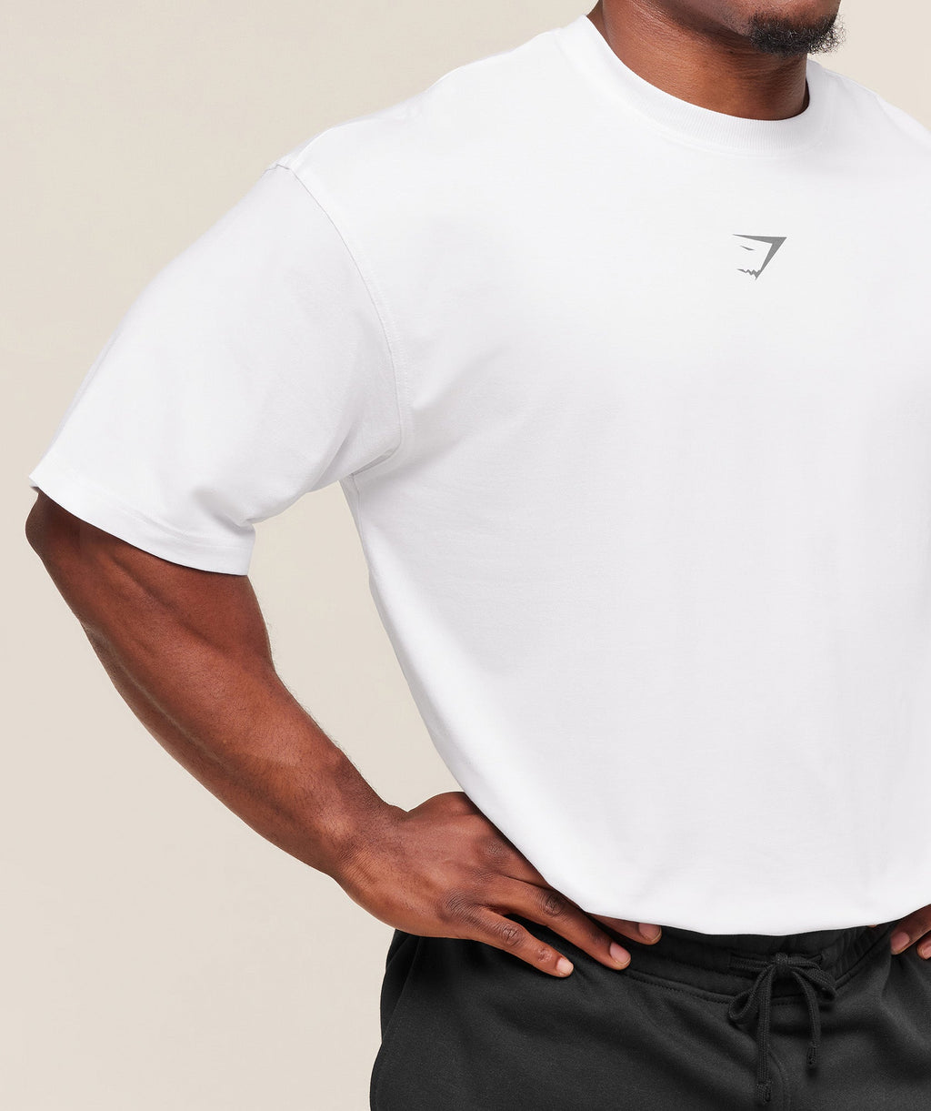 Gymshark Oversized Training Tee – White/Grey