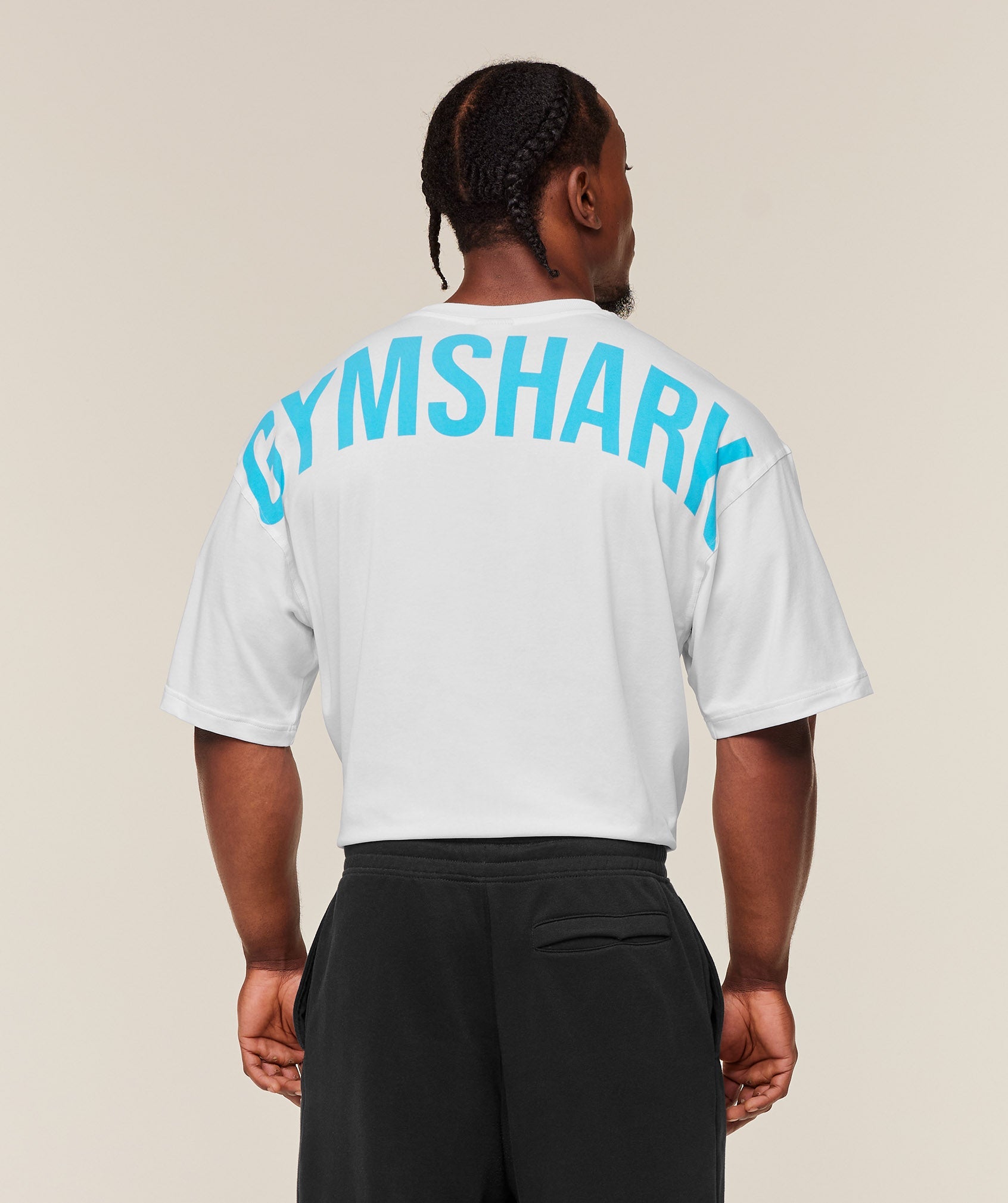 Gymshark Oversized Training Tee – White/Blue