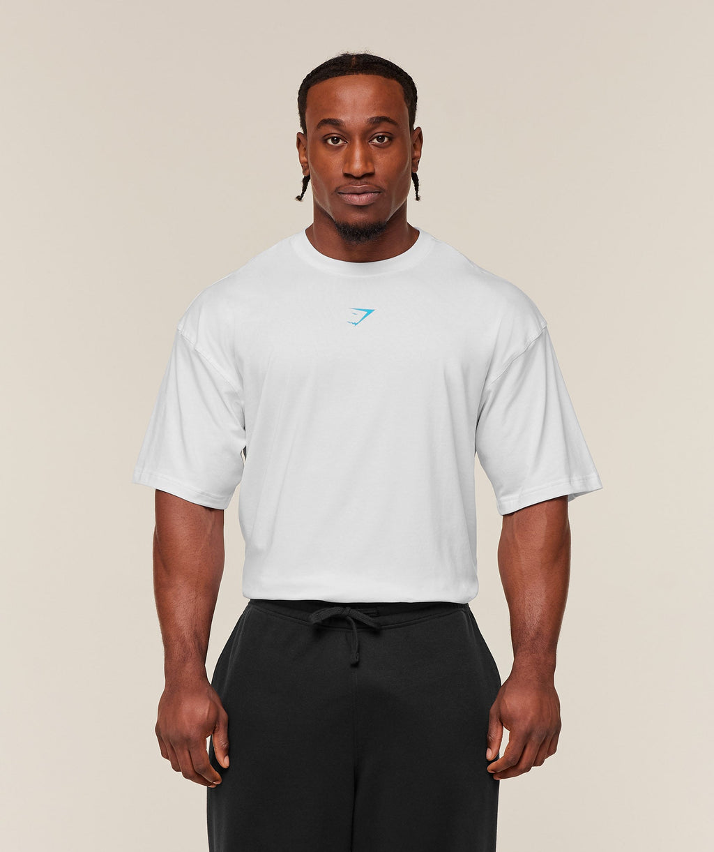Gymshark Oversized Training Tee – White/Blue
