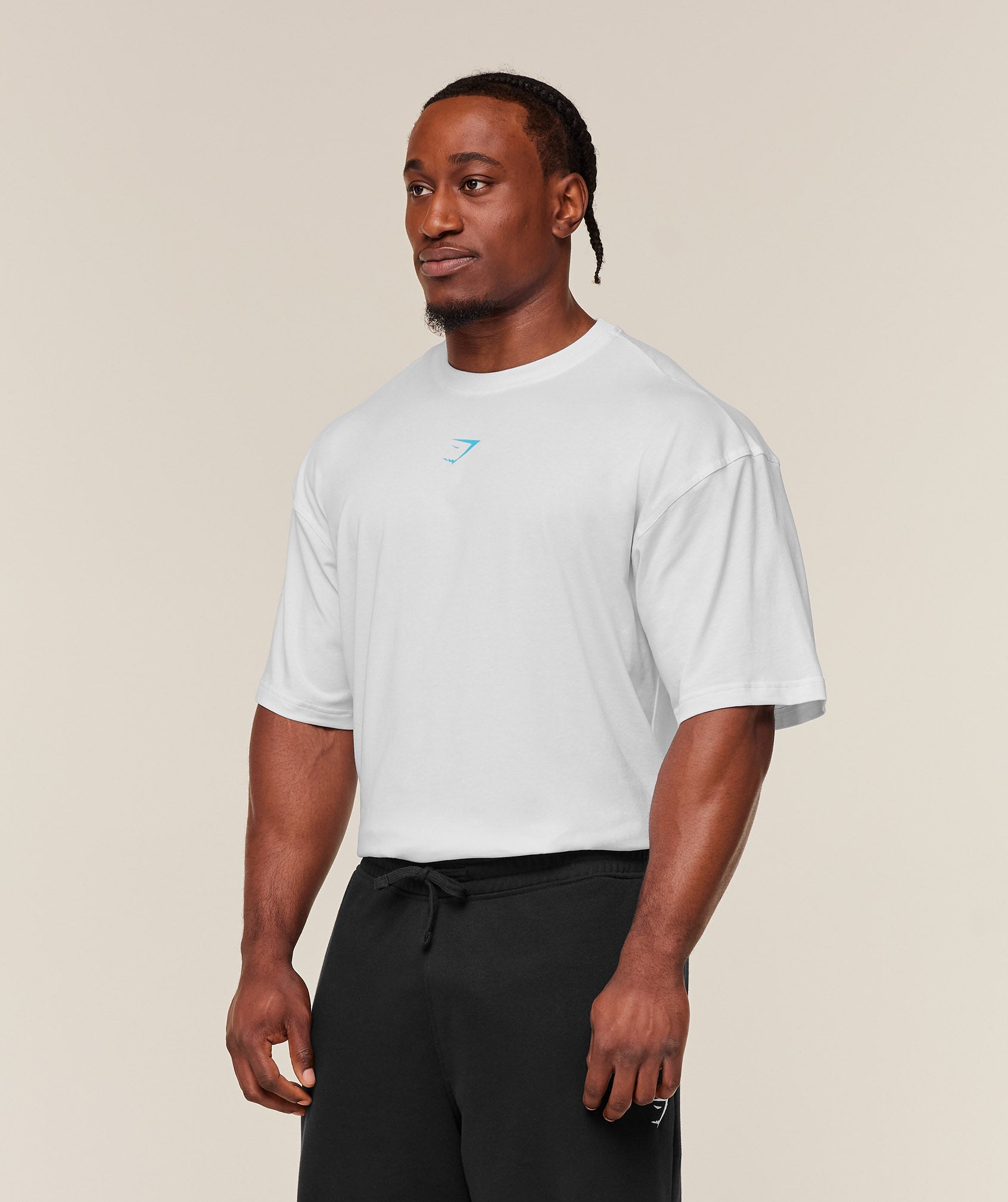Gymshark Oversized Training Tee – White/Blue